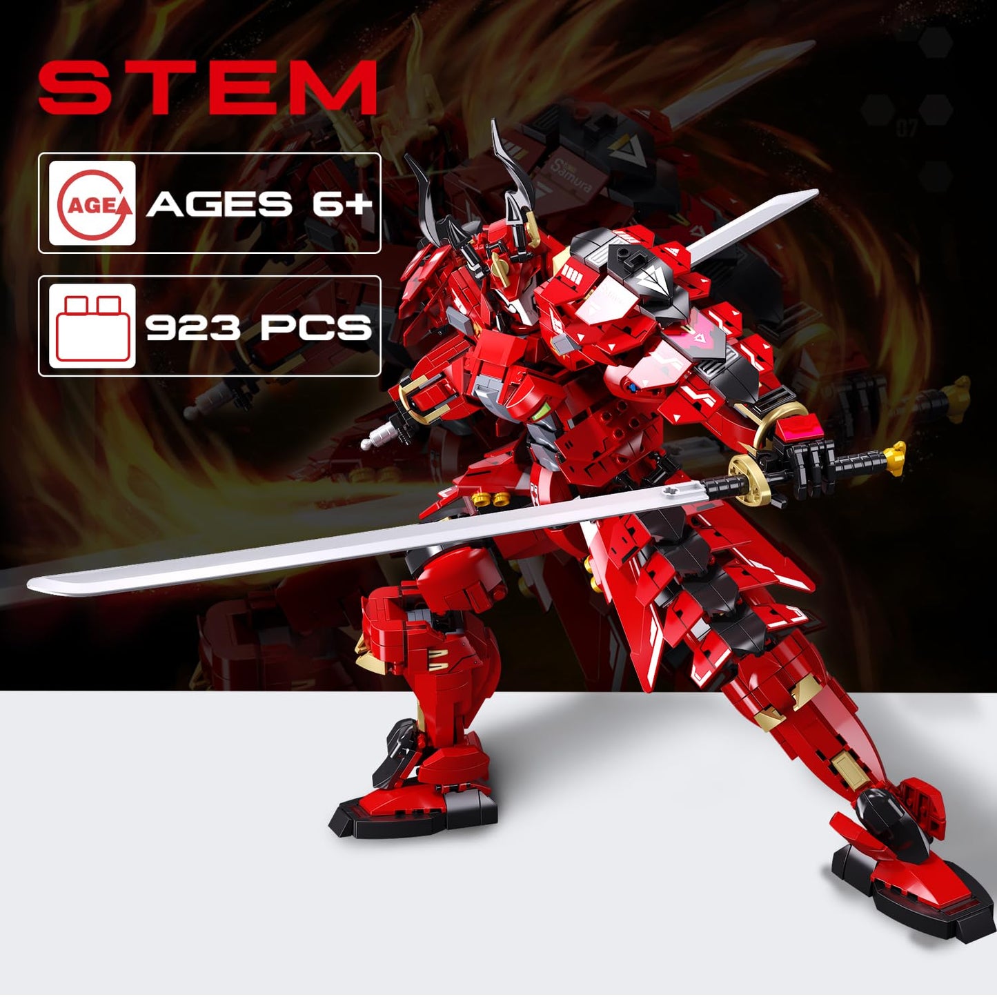 Kafei Samurai Mech Building Set – 923 Pieces, Double Swords, LEGO-Compatible