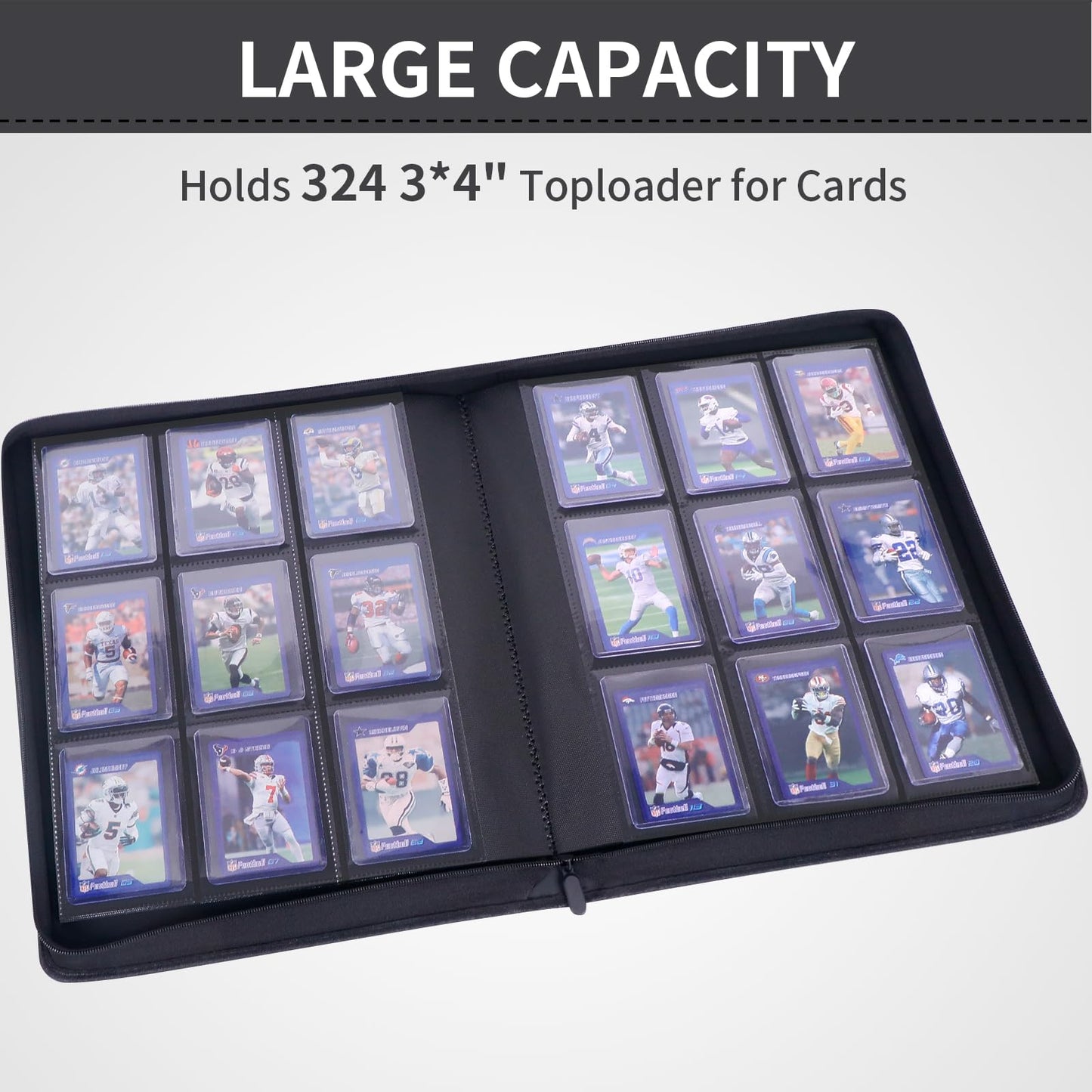 KAGSWAMO Toploader Binder – 324 Card Capacity, 9 Pockets, Blue