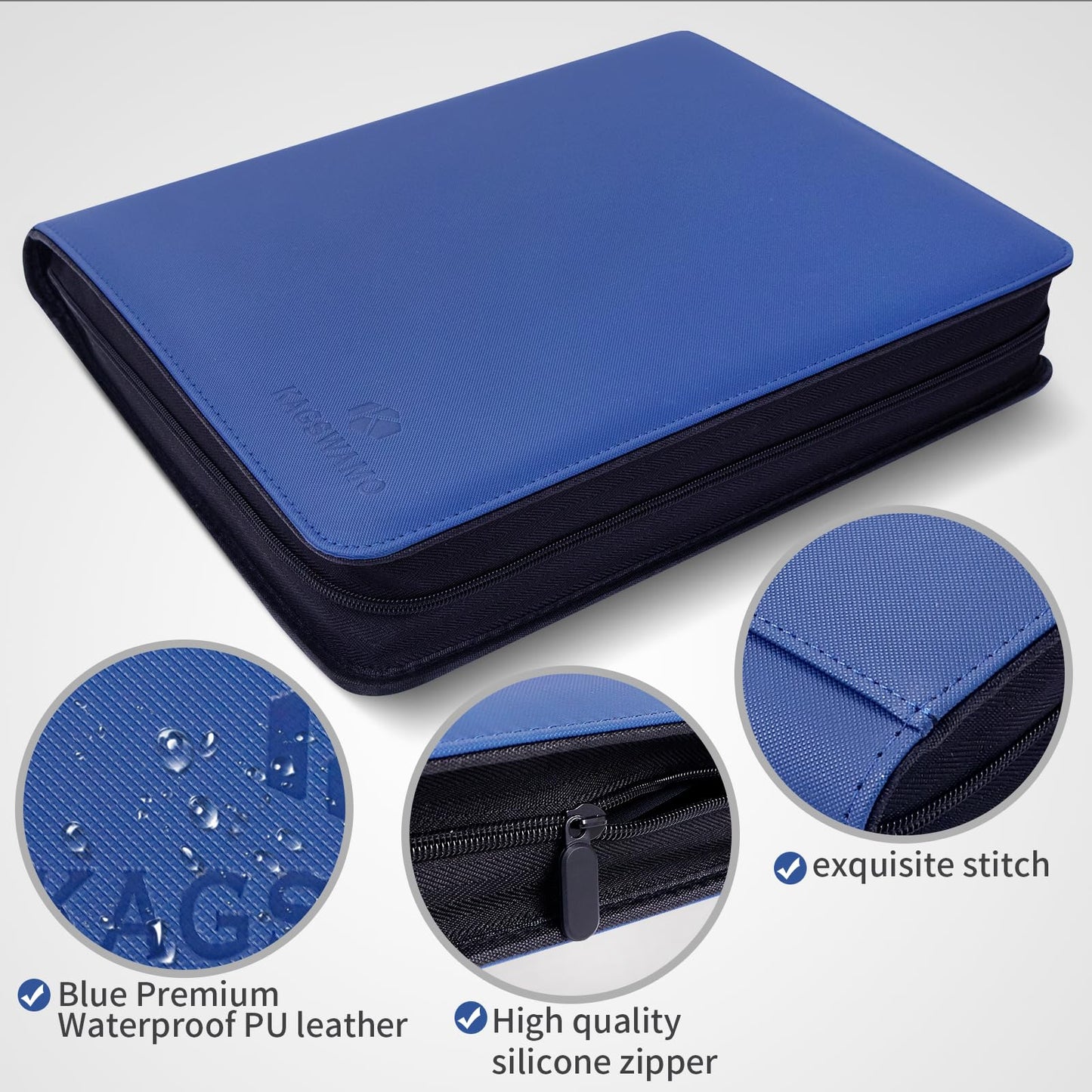 KAGSWAMO Toploader Binder – 324 Card Capacity, 9 Pockets, Blue