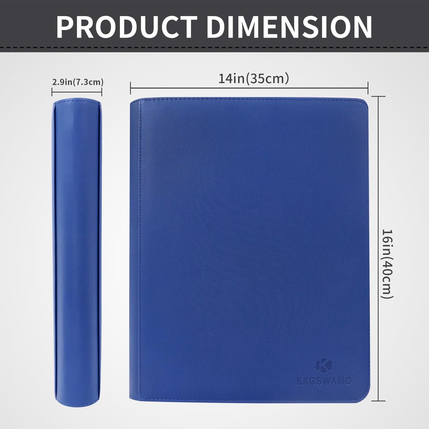 KAGSWAMO Toploader Binder – 324 Card Capacity, 9 Pockets, Blue