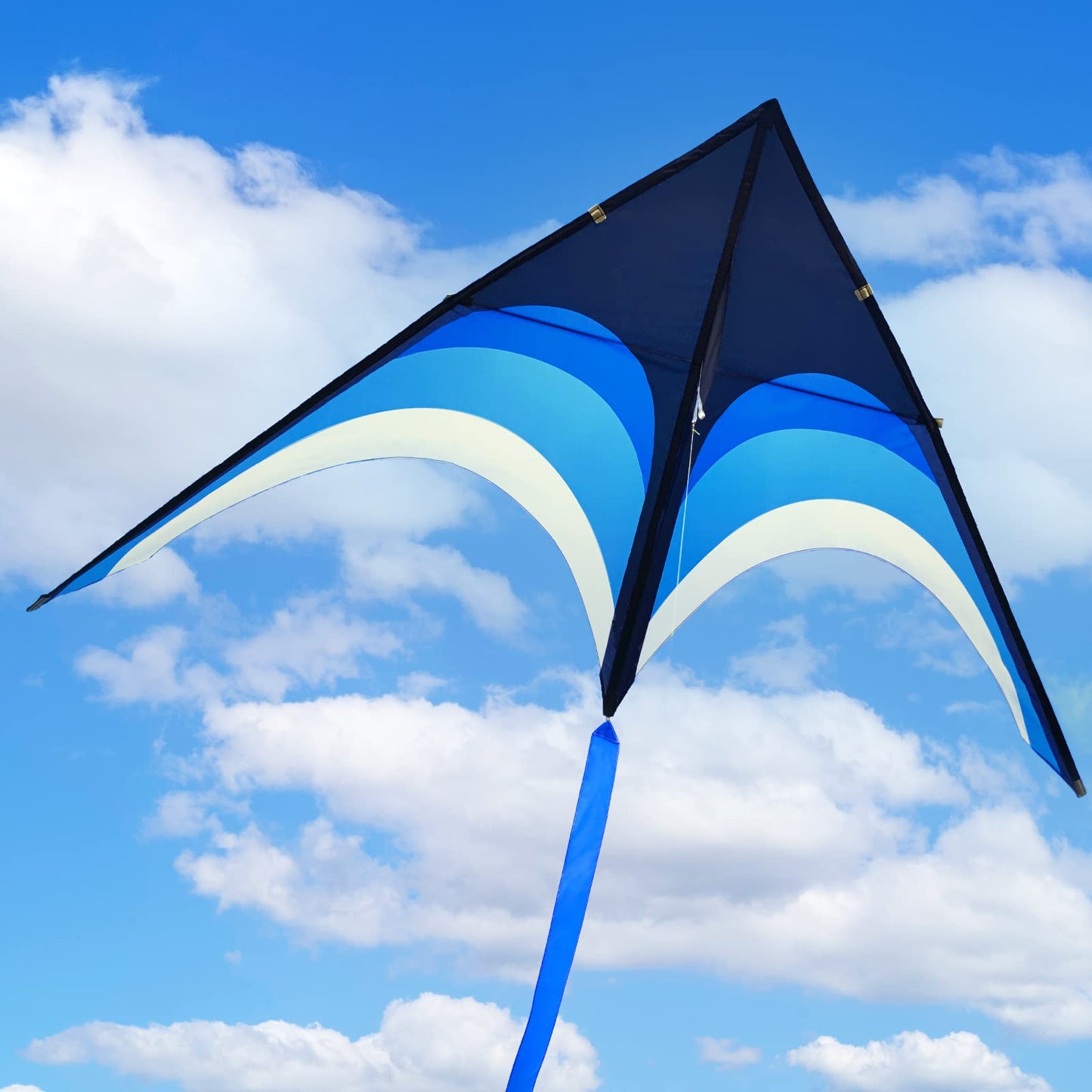 Kaiciuss Huge Delta Kite for Adults – 9ft Giant Single-Line with 30m Tail & 300ft Line (Blue)