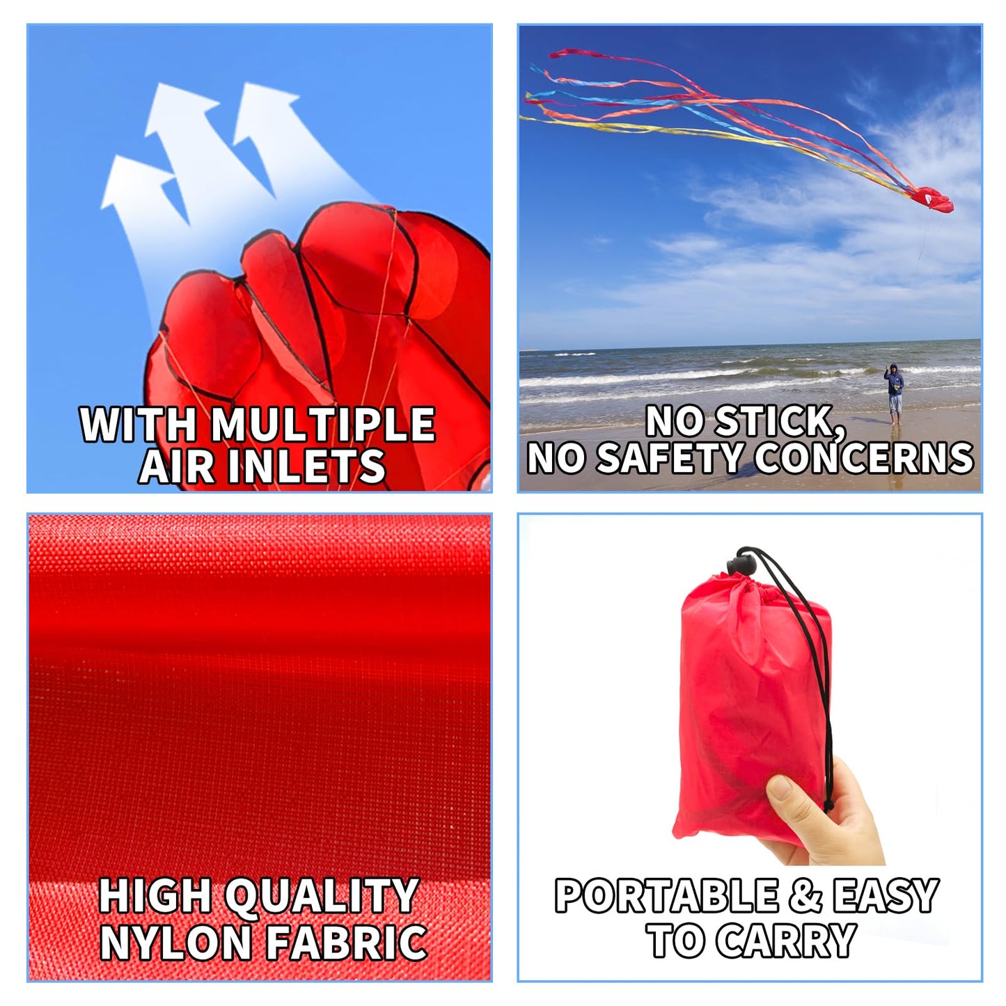 Kaiciuss 4 Pack Octopus Kites – Easy-to-Fly Beach Kites with 4 Handles