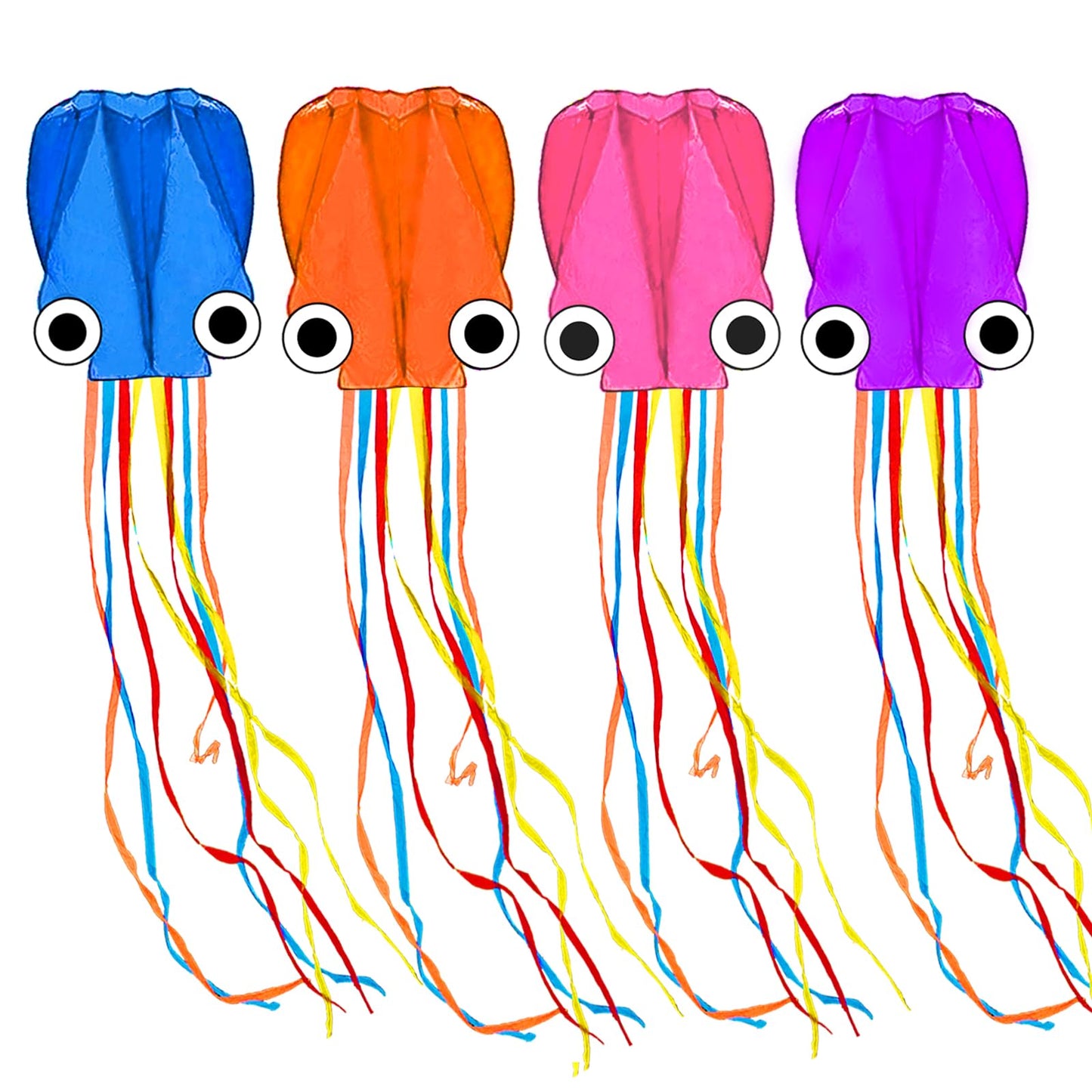 Kaiciuss 4 Pack Octopus Kites – Easy-to-Fly Beach Kites with 4 Handles