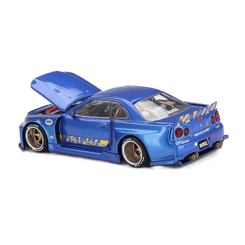 Kaido Works KHMG158 1:64 Nissan Skyline GT-R (R34) Diecast – Shinjuku V2 Blue Limited Edition