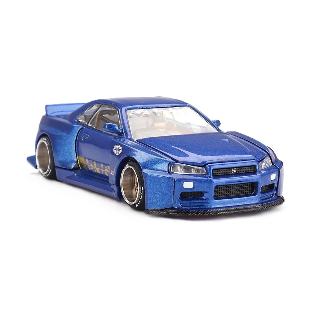 Kaido Works KHMG158 1:64 Nissan Skyline GT-R (R34) Diecast – Shinjuku V2 Blue Limited Edition