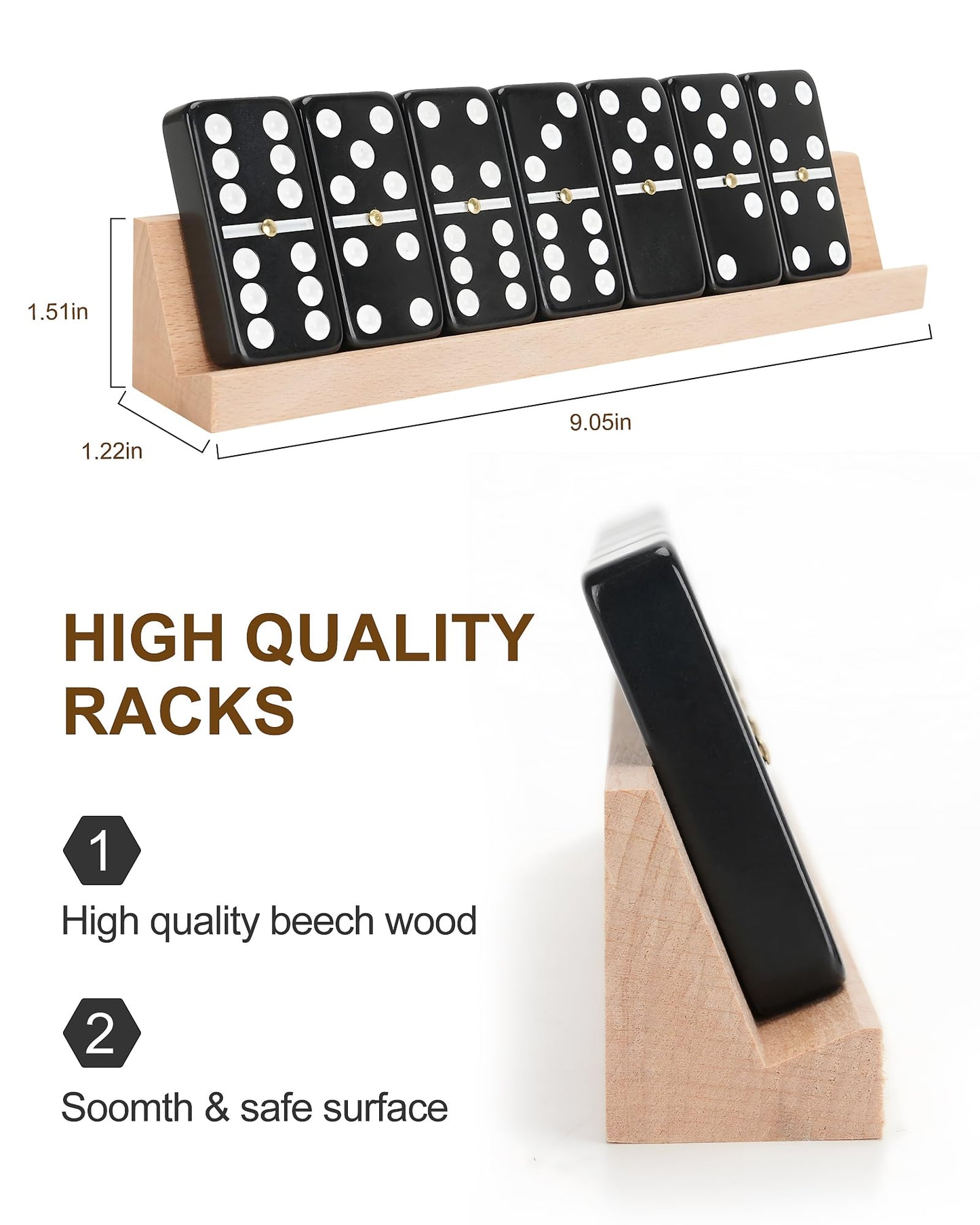 KAILE Jumbo Double 6 Domino Set with Portable Case & 4 Racks – 28 Large Tiles for 2-4 Players