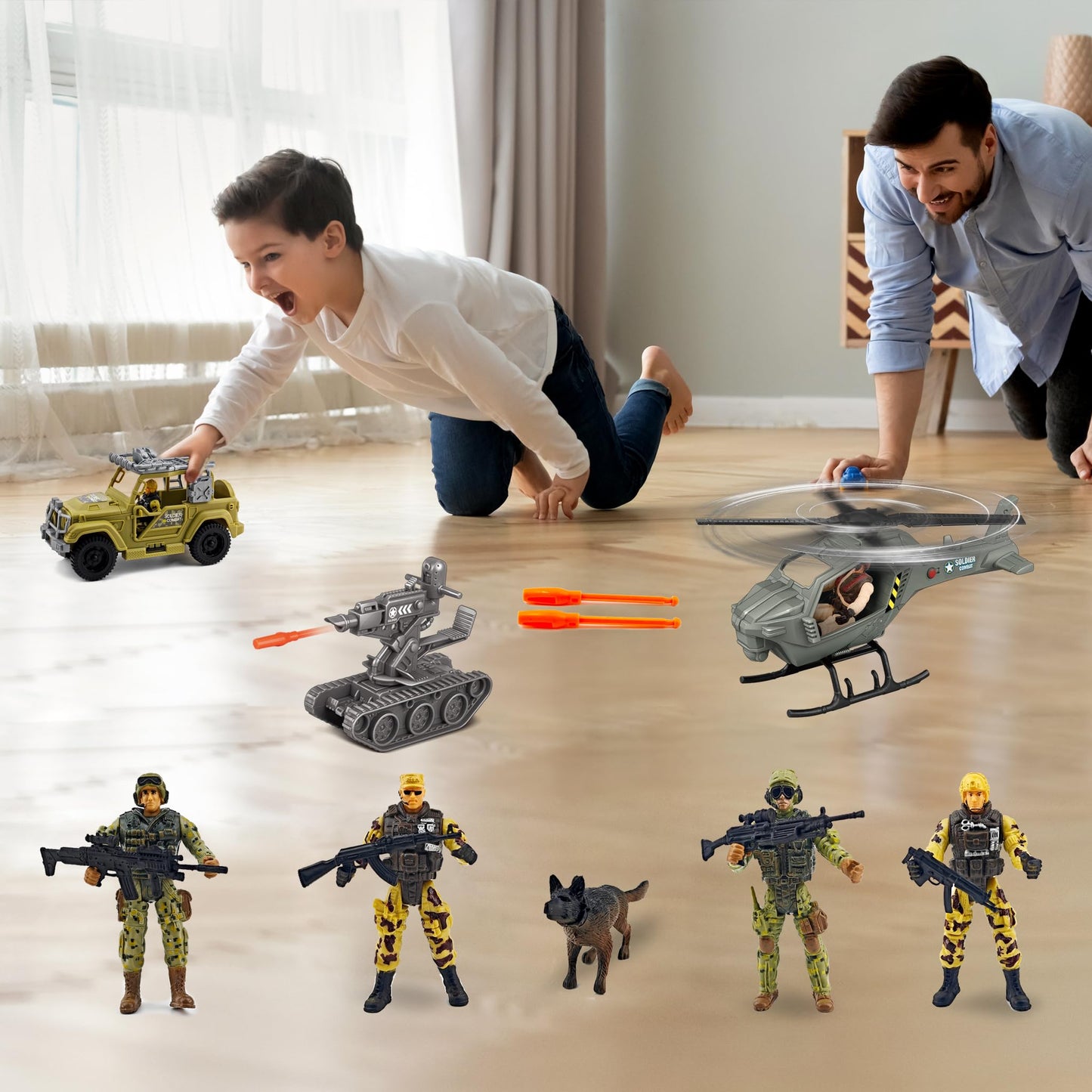 KAIM Army Toys for Boys 3-7 | Military Playset with Lights & Sounds