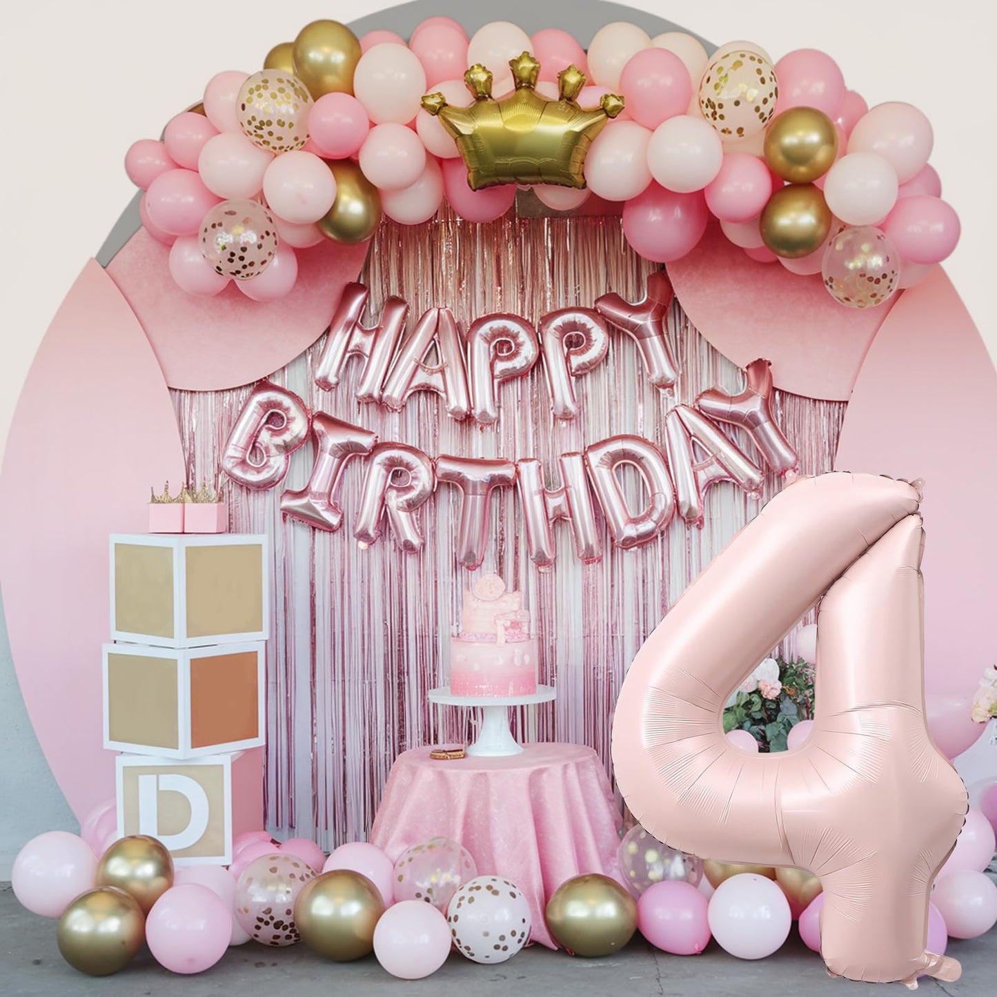 KAINSY 40-Inch Pastel Pink Number 4 Balloon — Self-Inflating Foil Party Balloon