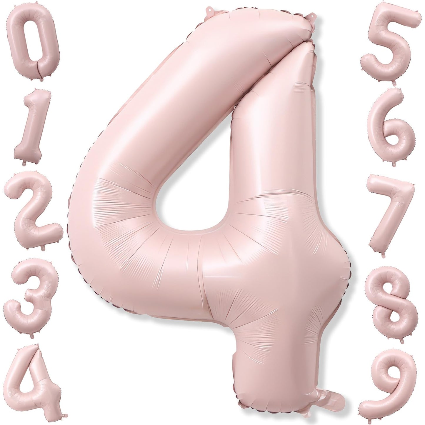 KAINSY 40-Inch Pastel Pink Number 4 Balloon — Self-Inflating Foil Party Balloon