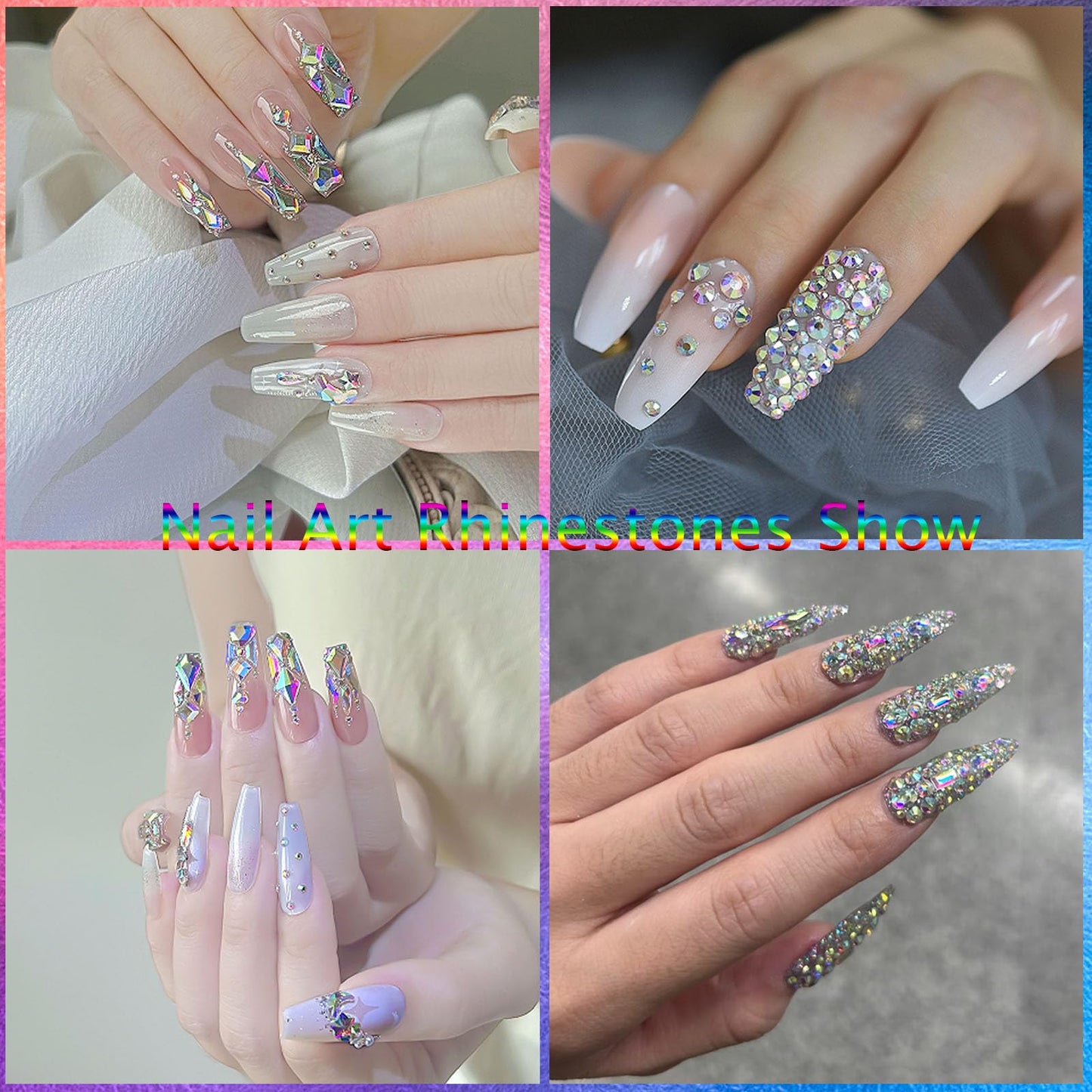 Kaipheiquan Nail Rhinestones Kit – 900 AB Diamonds & 3200 Flat-Bottom Rhinestones for DIY Nail Art