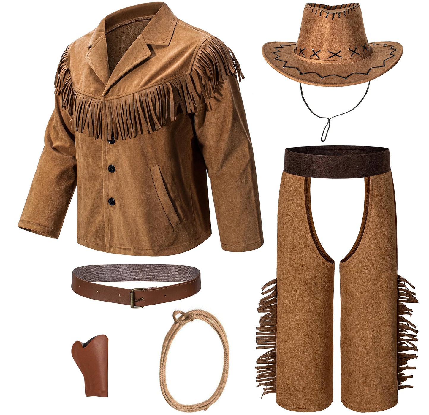 KAIPUTE Cowboy Costume for Kids – Jacket, Pants & Accessories (13-14 Years)