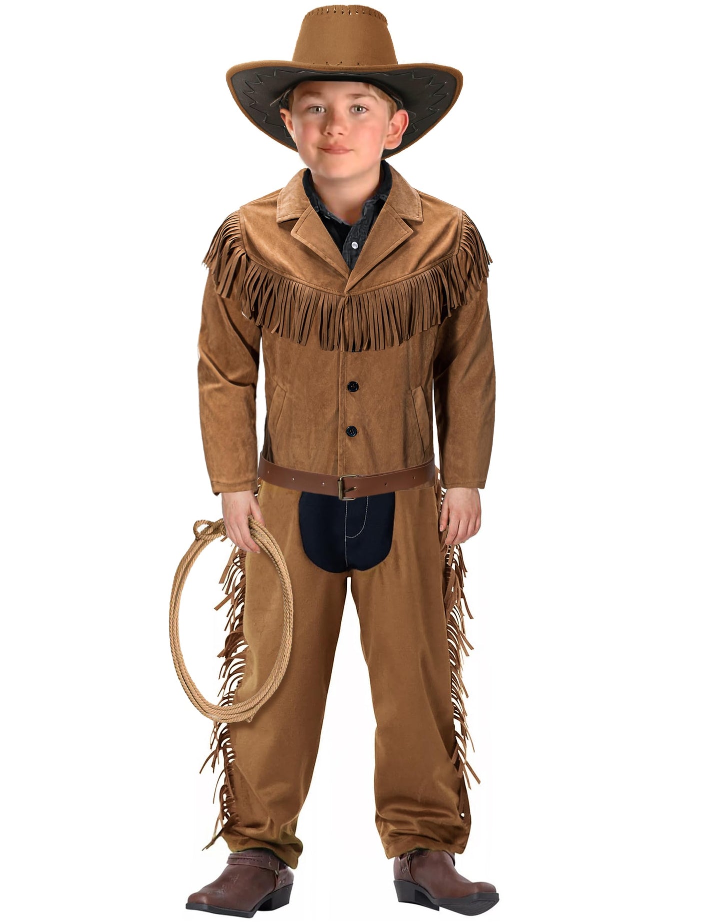 KAIPUTE Cowboy Costume for Kids – Jacket, Pants & Accessories (13-14 Years)