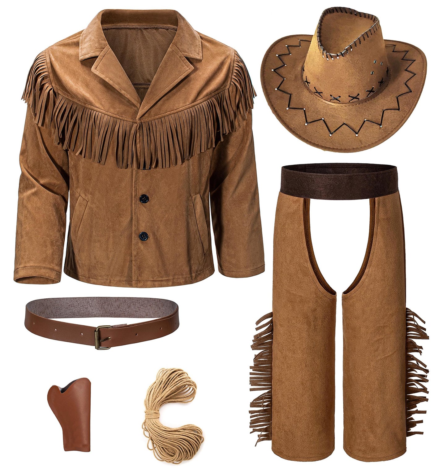 KAIPUTE Cowboy Costume for Kids – Jacket, Pants & Accessories (13-14 Years)