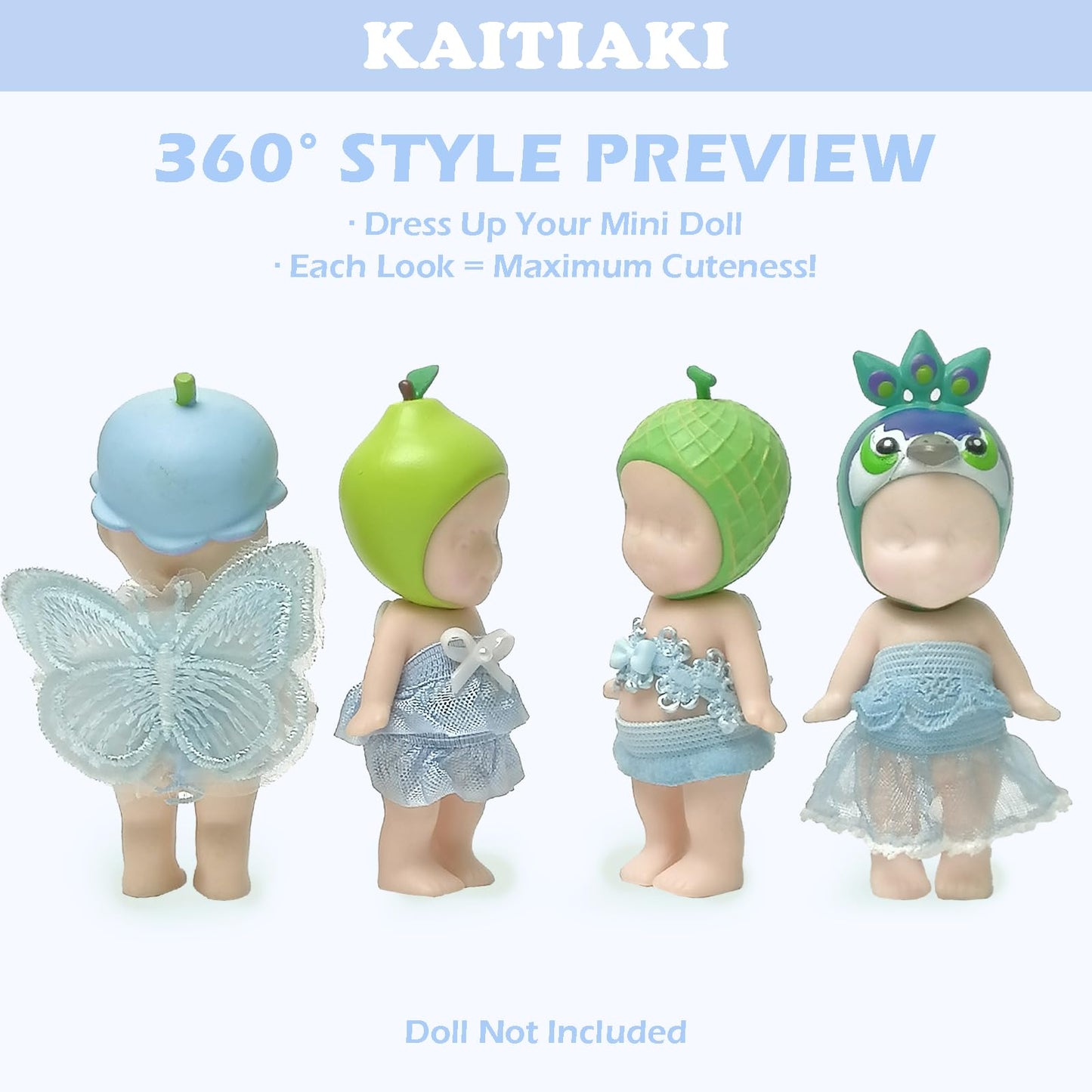 Kaitiaki 4 Sets Mini Doll Clothes for Sonny Angel – Blueberry Fairy Outfits for 3-Inch Dolls