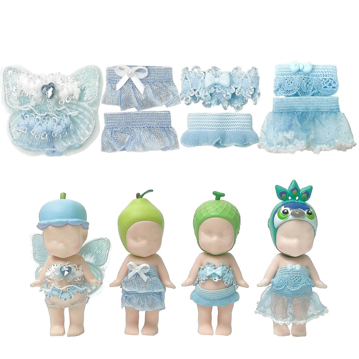 Kaitiaki 4 Sets Mini Doll Clothes for Sonny Angel – Blueberry Fairy Outfits for 3-Inch Dolls