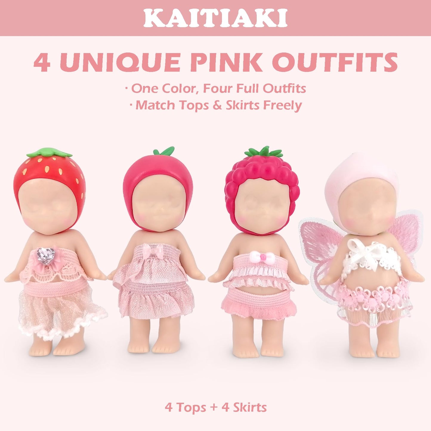 Kaitiaki 4 Sets Doll Clothes for Sonny Angel – Cherry Blossom Angel Style (3-Inch Dolls)