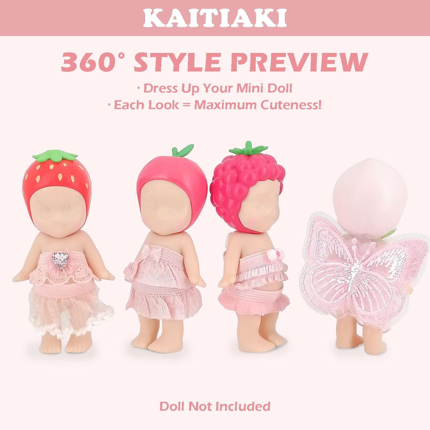 Kaitiaki 4 Sets Doll Clothes for Sonny Angel – Cherry Blossom Angel Style (3-Inch Dolls)
