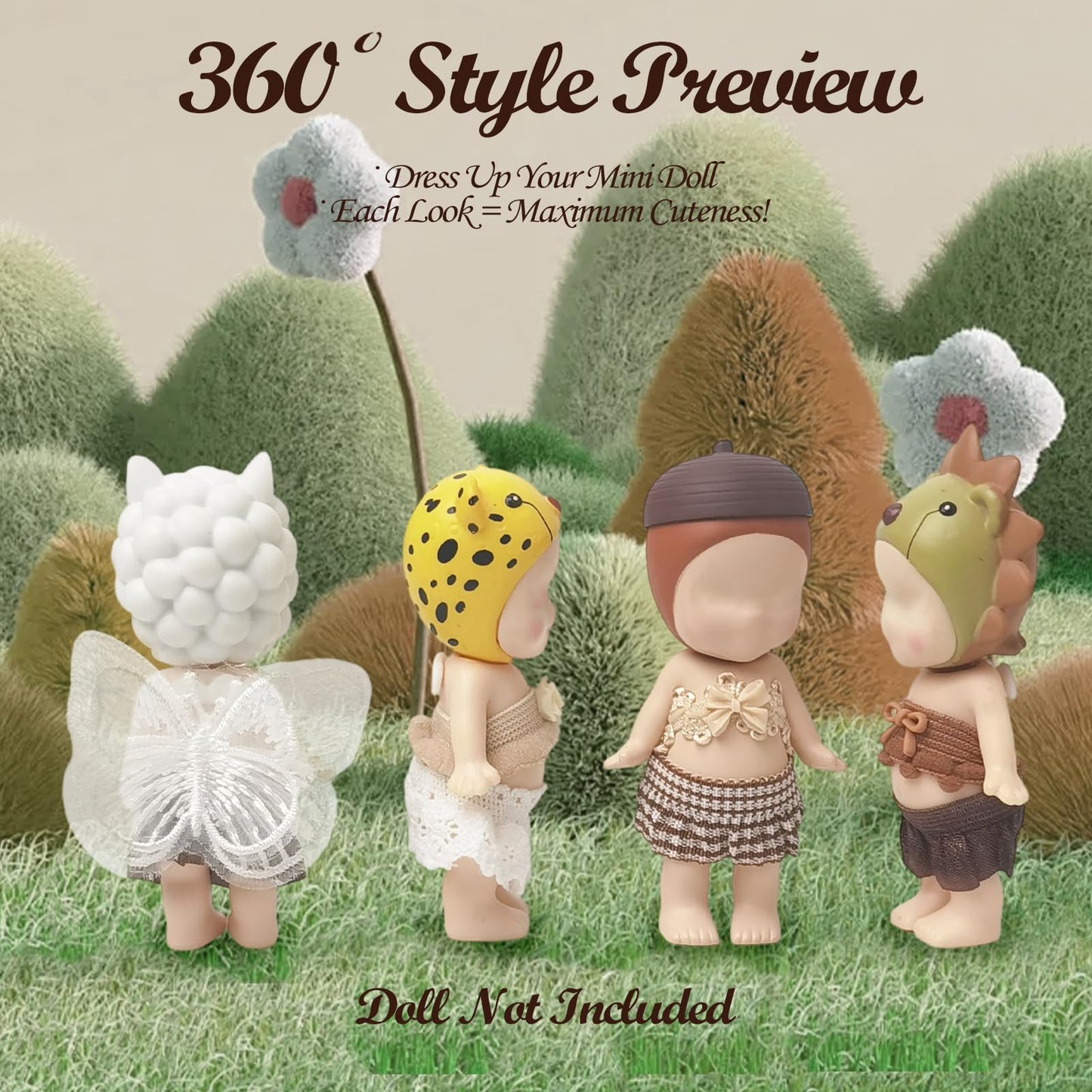 Kaitiaki Creamy Latte Charm: 4-Piece Outfit Set for 3-Inch Sonny Angel Dolls