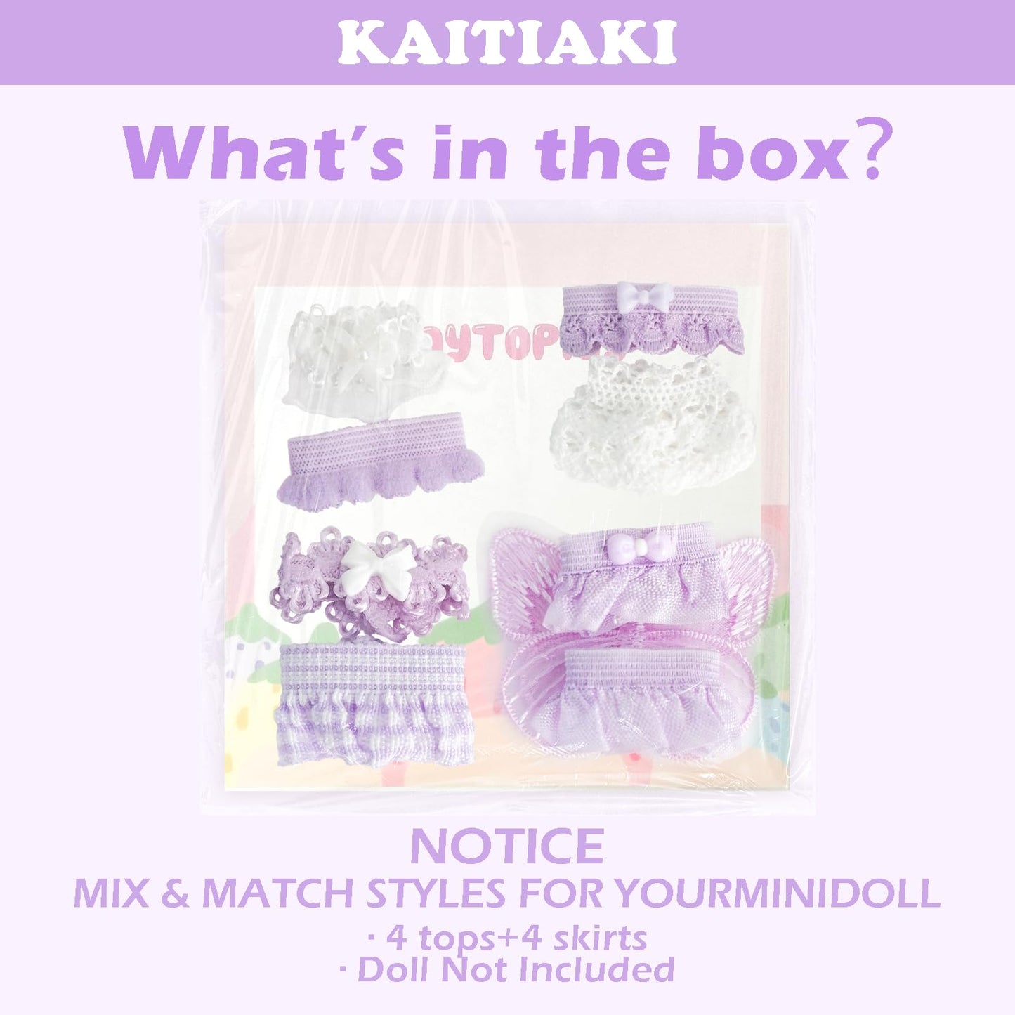 Kaitiaki 4 Sets Mini Doll Clothes for Sonny Angel – Lavender Whimsy (3in)