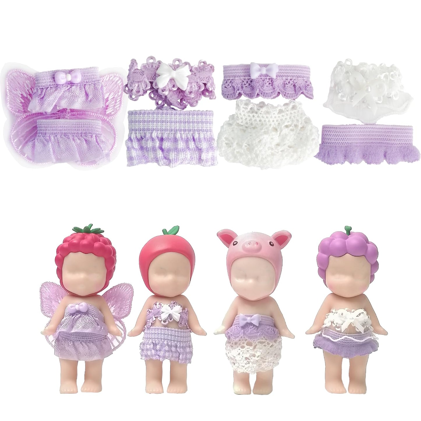 Kaitiaki 4 Sets Mini Doll Clothes for Sonny Angel – Lavender Whimsy (3in)