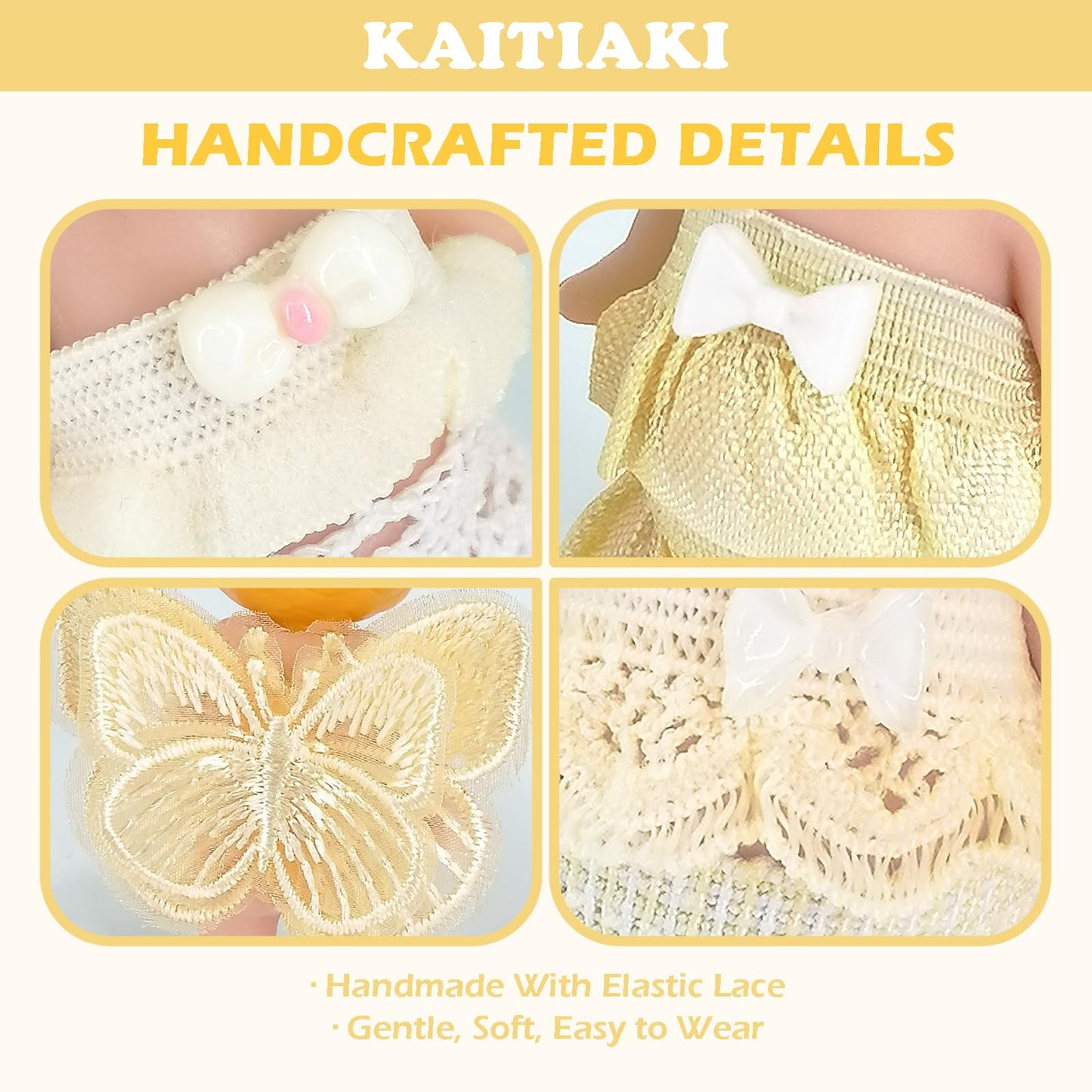 Kaitiaki Lemon Cream Dream: 4 Sets Doll Clothes for Sonny Angel 3-Inch Dolls – For Adult Collectors
