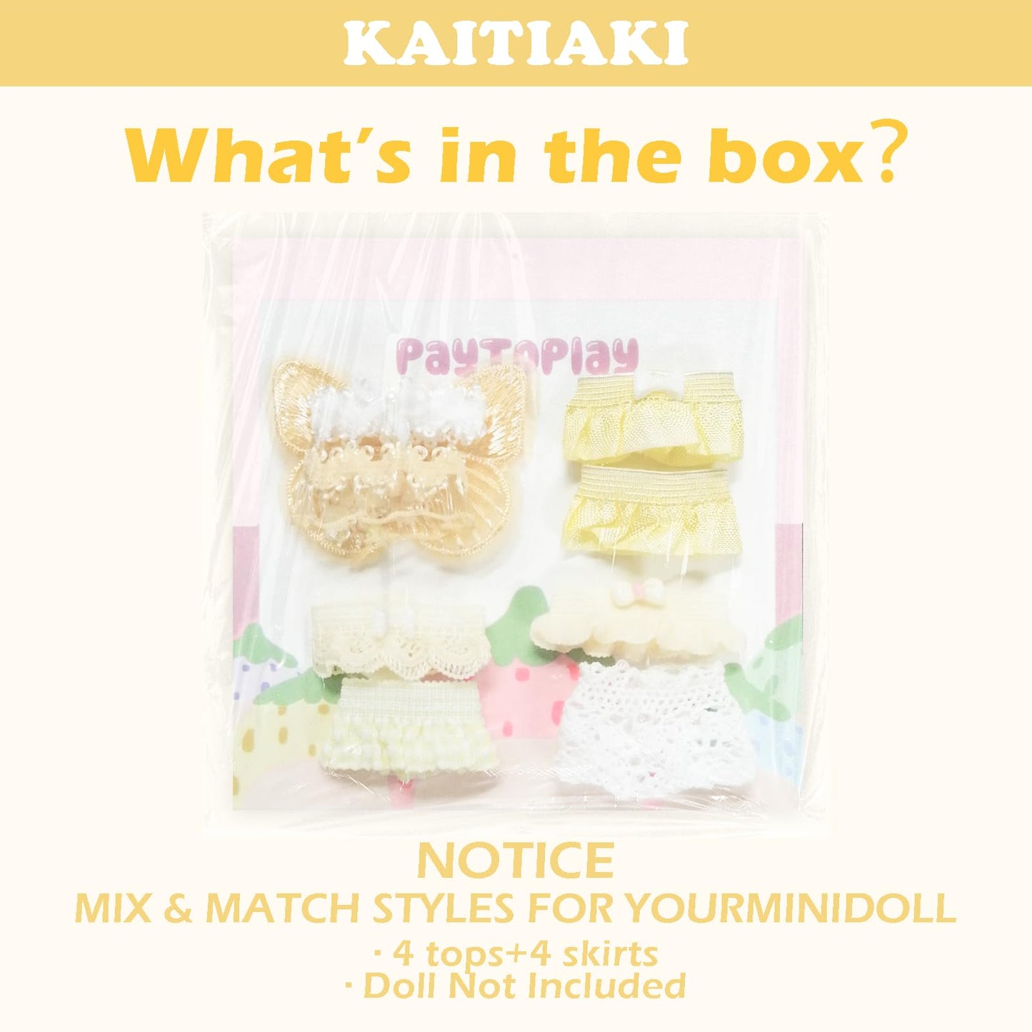 Kaitiaki Lemon Cream Dream: 4 Sets Doll Clothes for Sonny Angel 3-Inch Dolls – For Adult Collectors