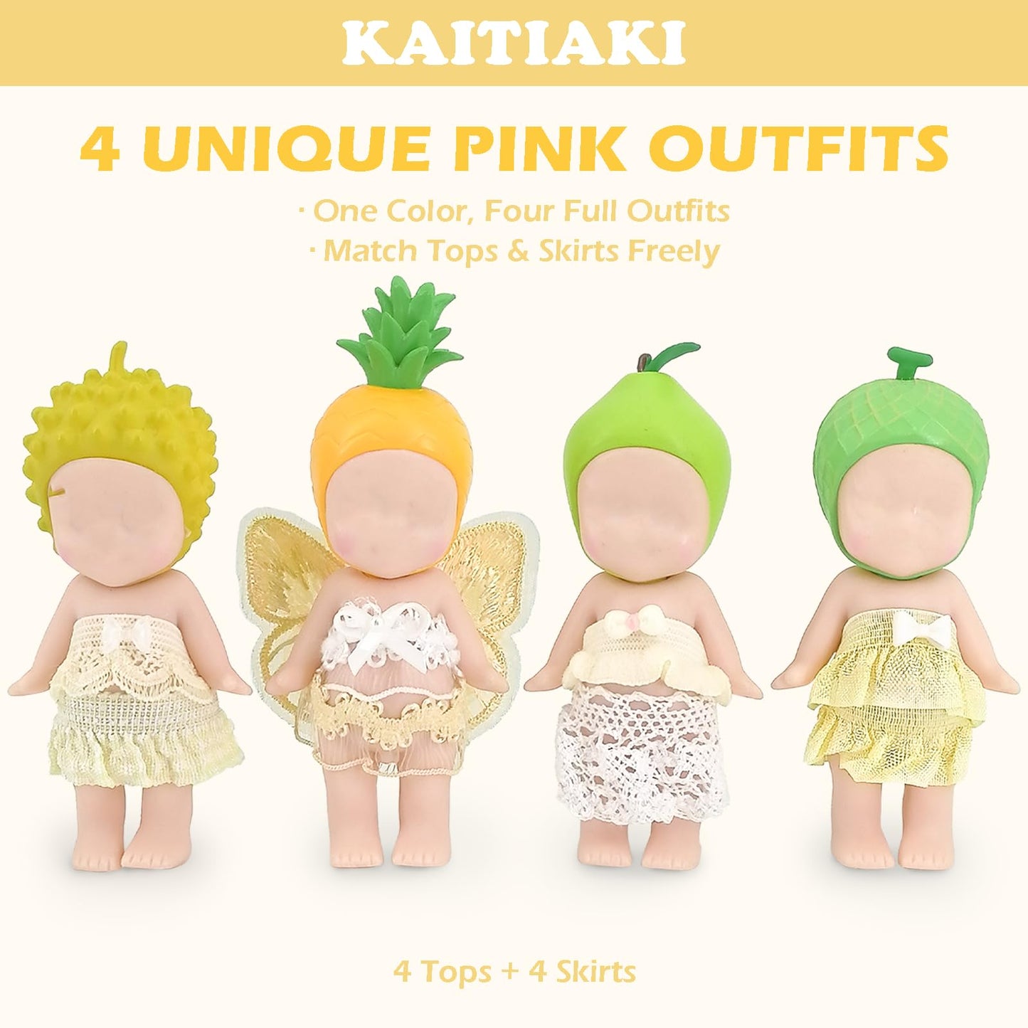 Kaitiaki Lemon Cream Dream: 4 Sets Doll Clothes for Sonny Angel 3-Inch Dolls – For Adult Collectors