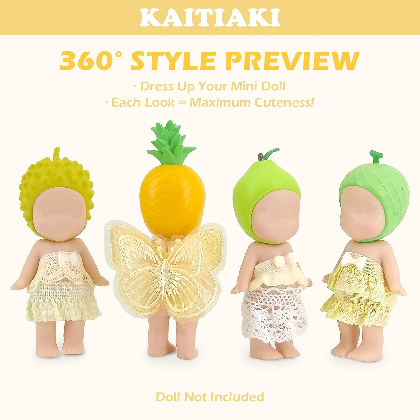 Kaitiaki Lemon Cream Dream: 4 Sets Doll Clothes for Sonny Angel 3-Inch Dolls – For Adult Collectors