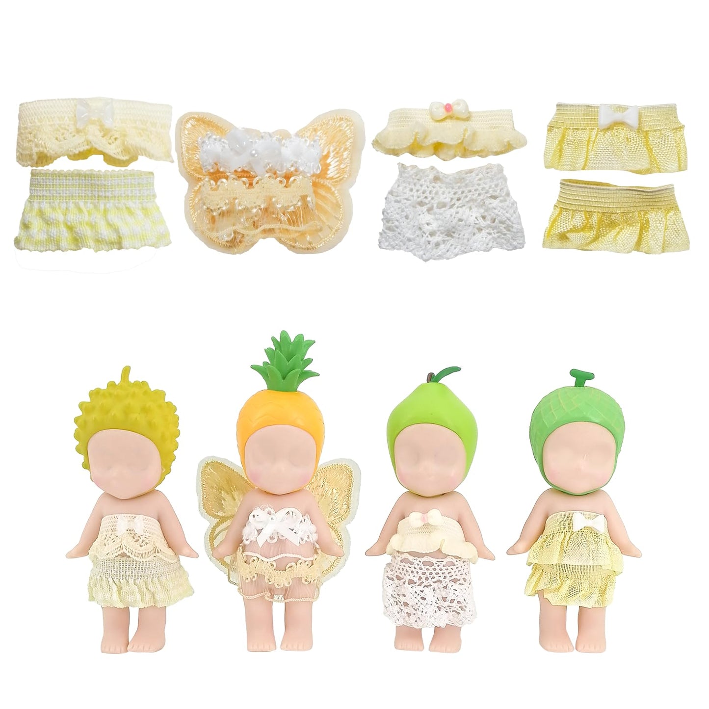 Kaitiaki Lemon Cream Dream: 4 Sets Doll Clothes for Sonny Angel 3-Inch Dolls – For Adult Collectors