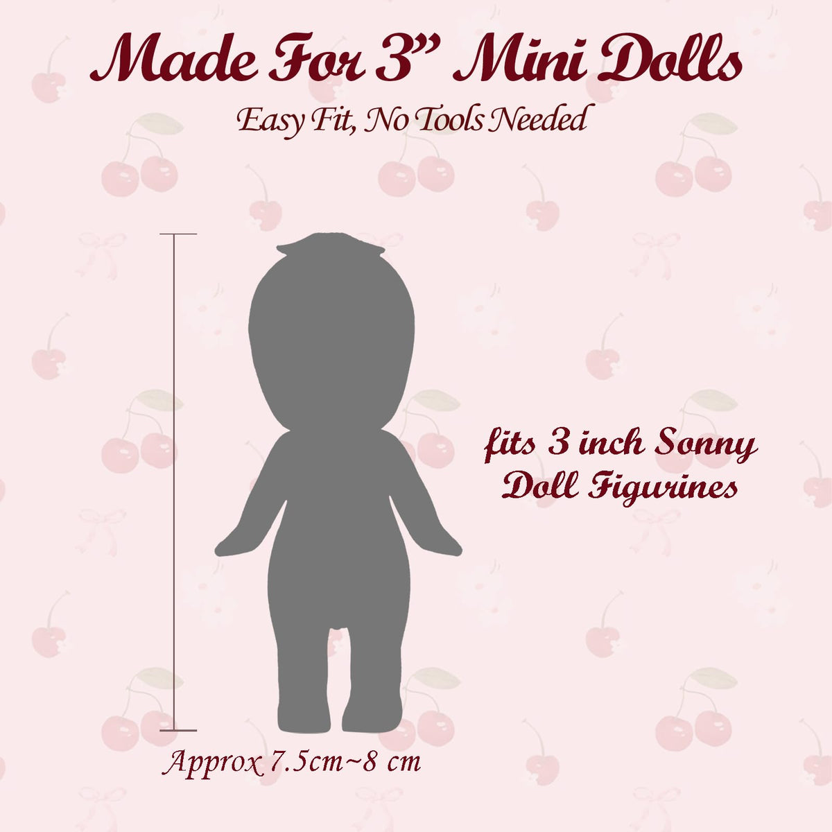 Kaitiaki Wine Cherry Gala 4-Piece Outfit Set for 3-Inch Sonny Angel Dolls