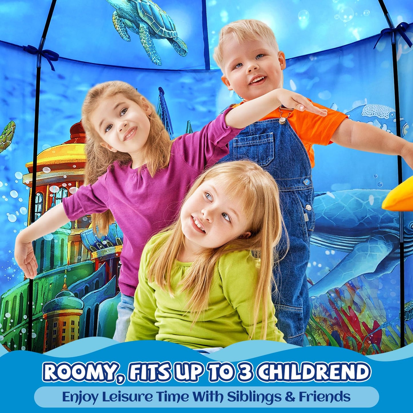 KAIVEE Ocean Kids Play Tent – Mermaid Underwater Playhouse for Indoor & Outdoor Fun