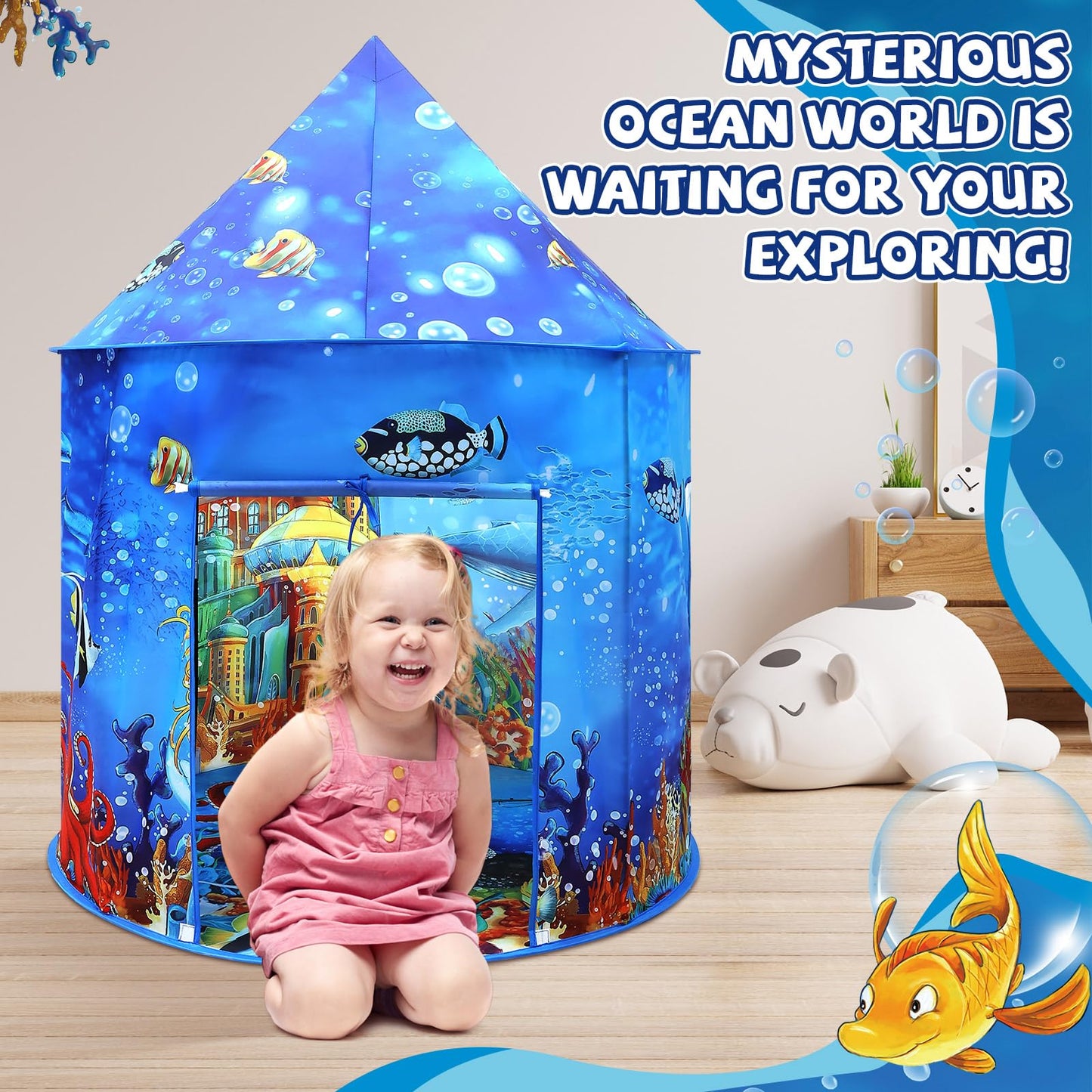 KAIVEE Ocean Kids Play Tent – Mermaid Underwater Playhouse for Indoor & Outdoor Fun