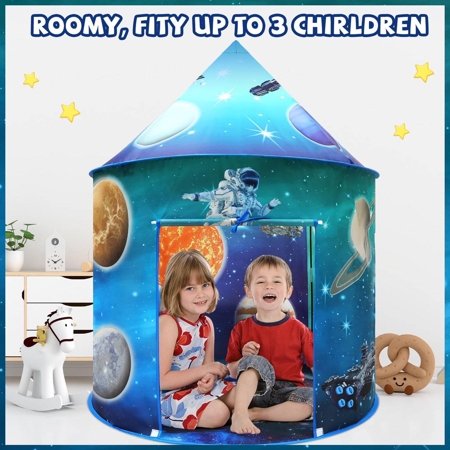 Kaivee Space World Play Tent – Pop Up Indoor/Outdoor Kids Playhouse
