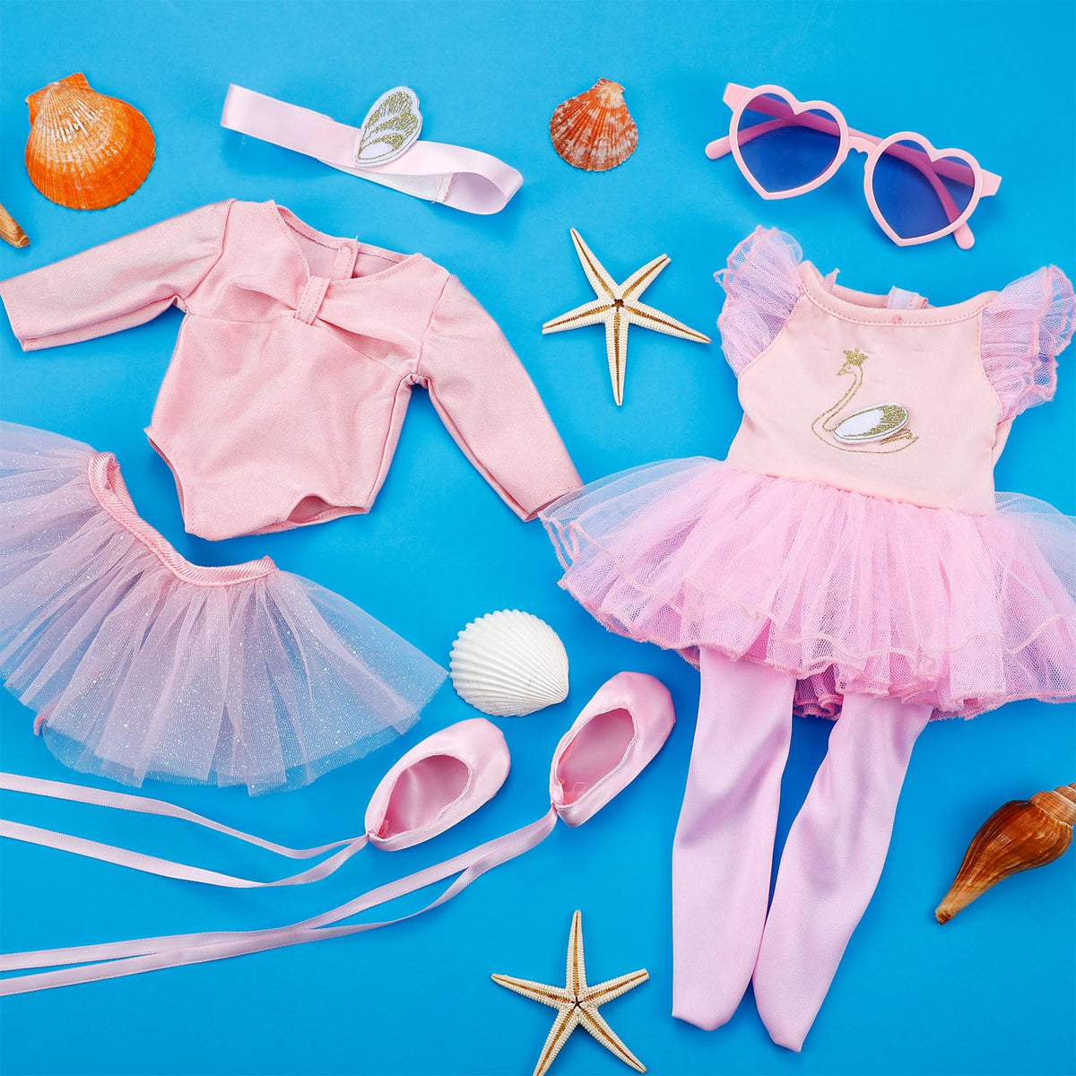Kajaia 8 Pcs Doll Clothes Set for 18-Inch Dolls – Ballet Outfit & Accessories