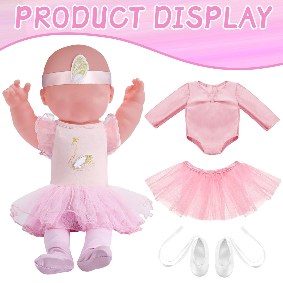 Kajaia 8 Pcs Doll Clothes Set for 18-Inch Dolls – Ballet Outfit & Accessories