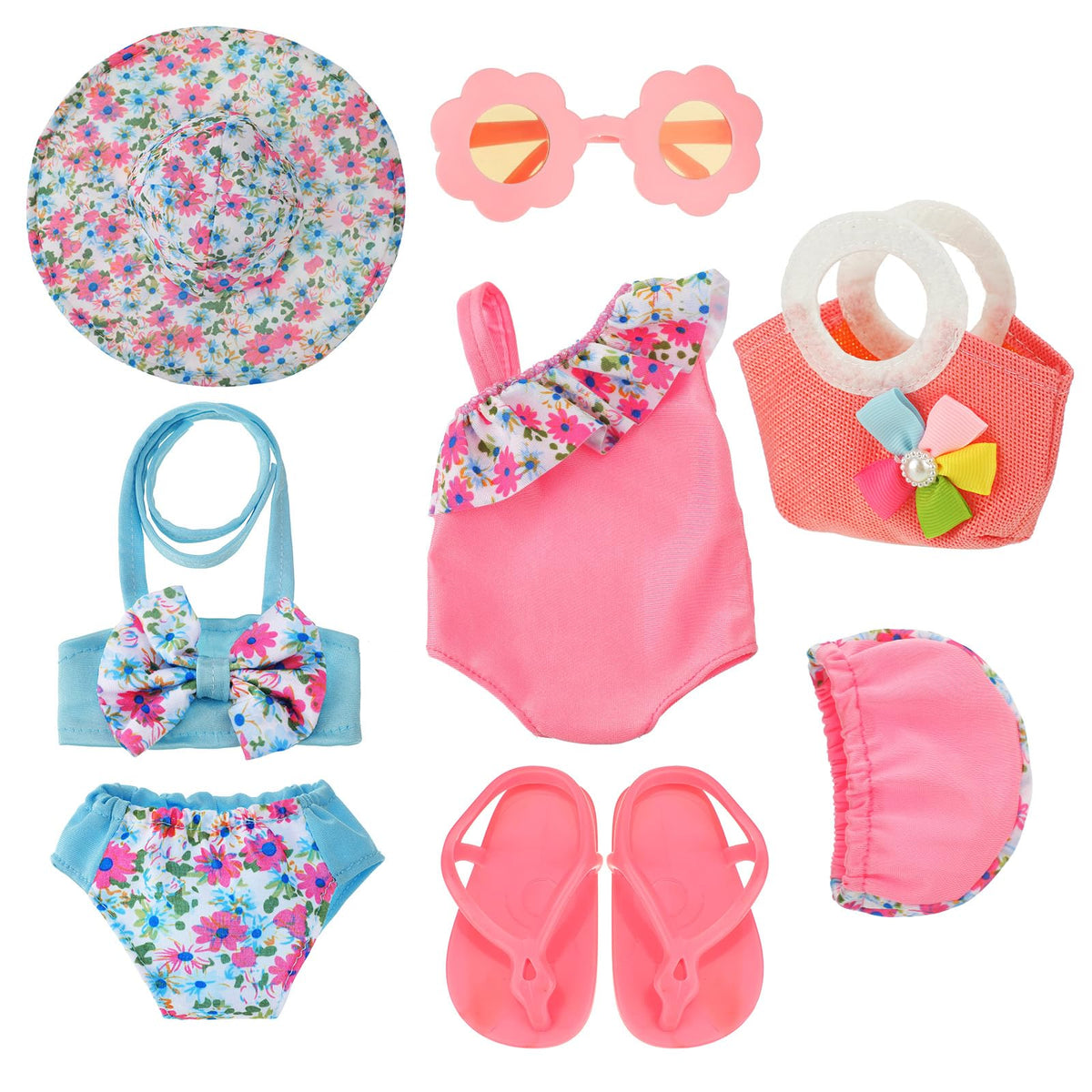 Kajaia 8-Piece Doll Clothes Set for 18-Inch Dolls – Summer Outfits & Accessories