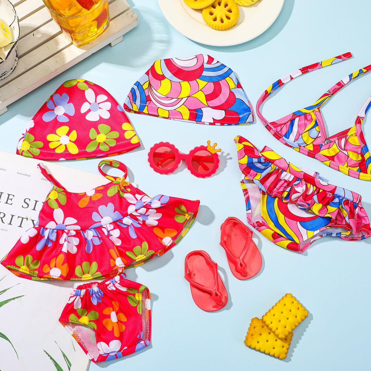 Kajaia 8-Pcs Doll Clothes Set for 18-Inch Dolls | Swimwear, Accessories & More