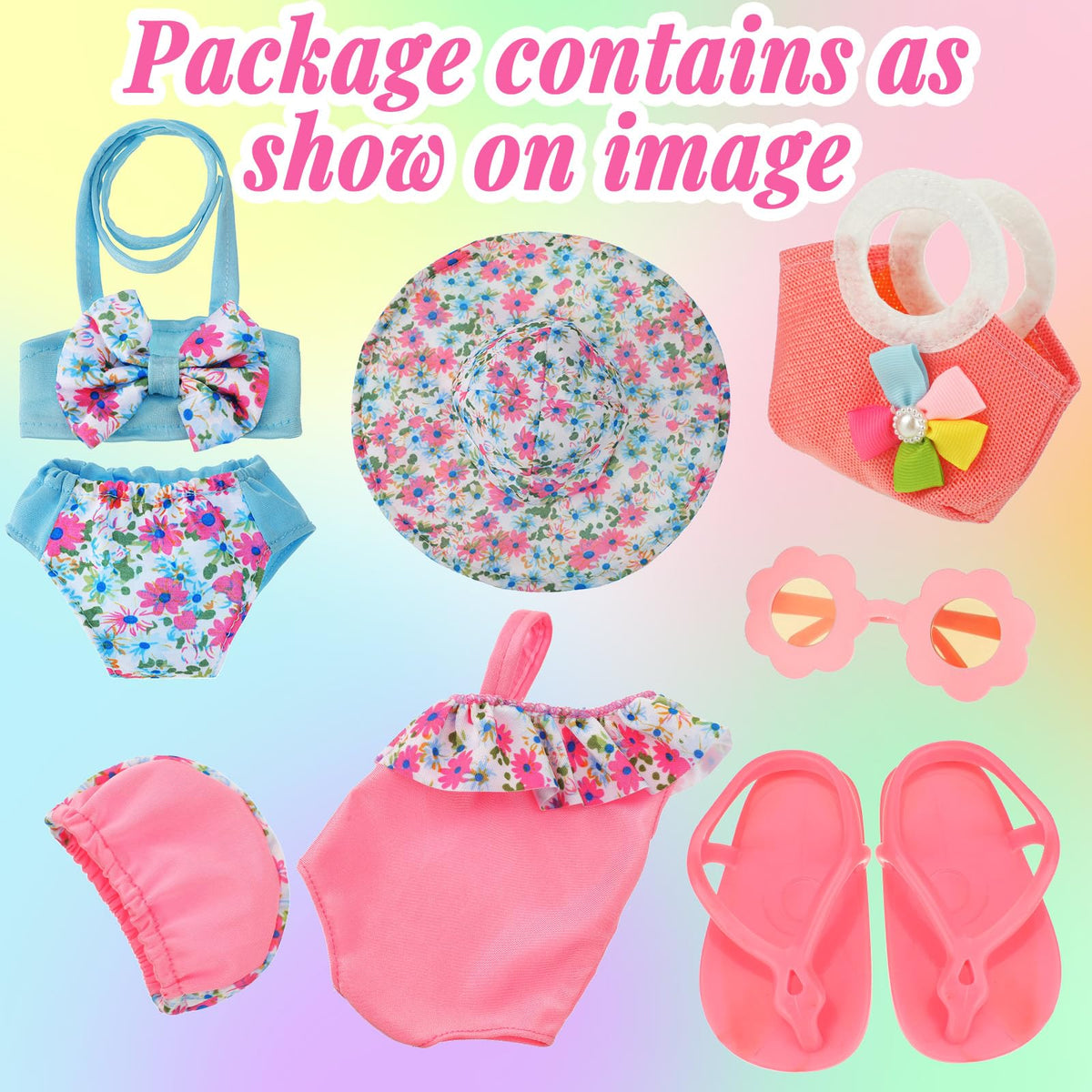 Kajaia 8-Piece Doll Clothes Set for 18-Inch Dolls – Summer Outfits & Accessories