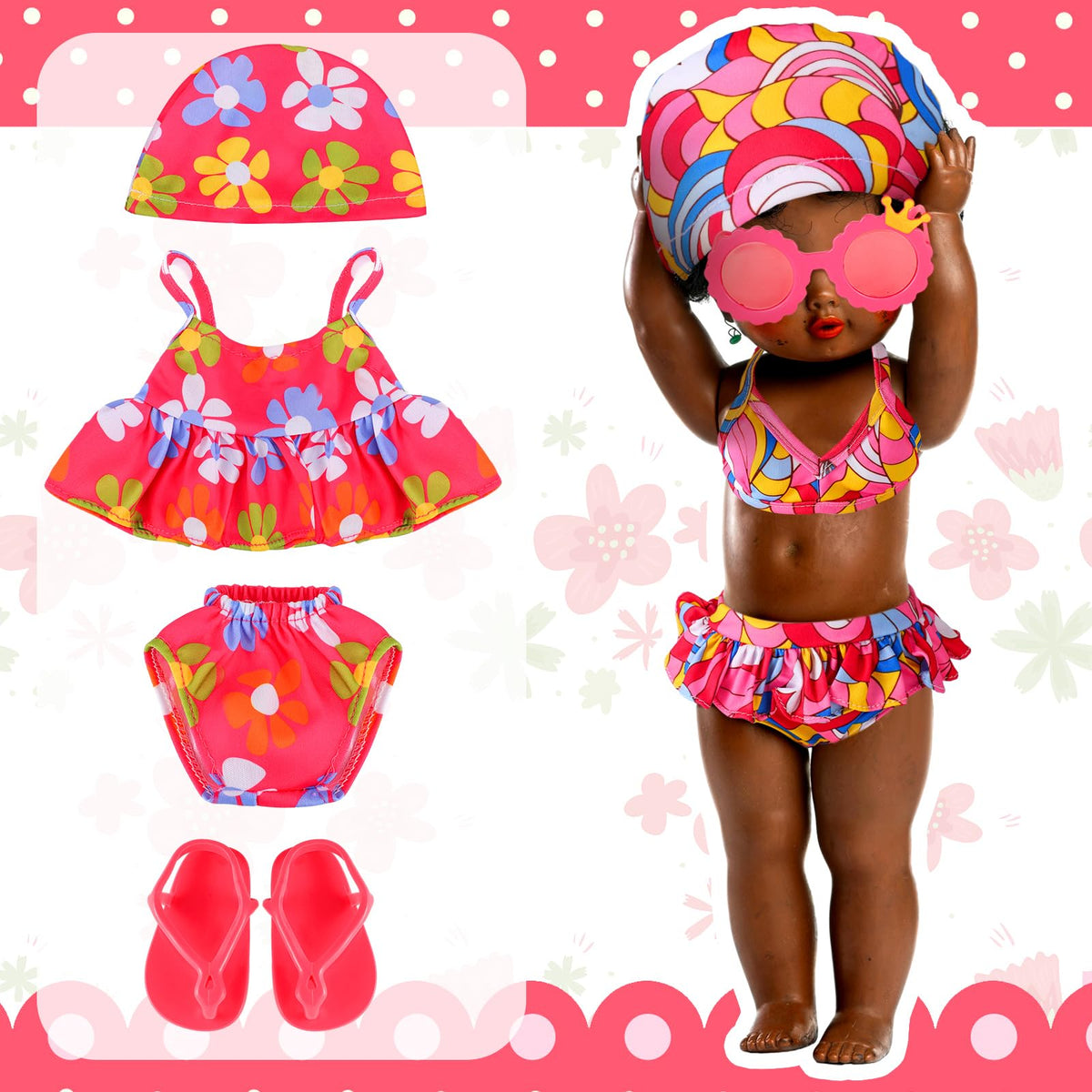 Kajaia 8-Pcs Doll Clothes Set for 18-Inch Dolls | Swimwear, Accessories & More