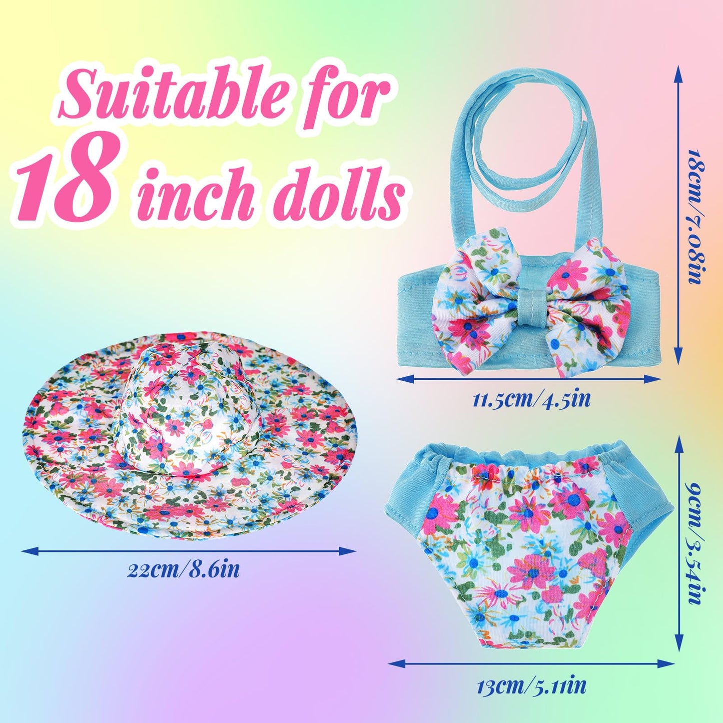 Kajaia 8-Piece Doll Clothes Set for 18-Inch Dolls – Summer Outfits & Accessories