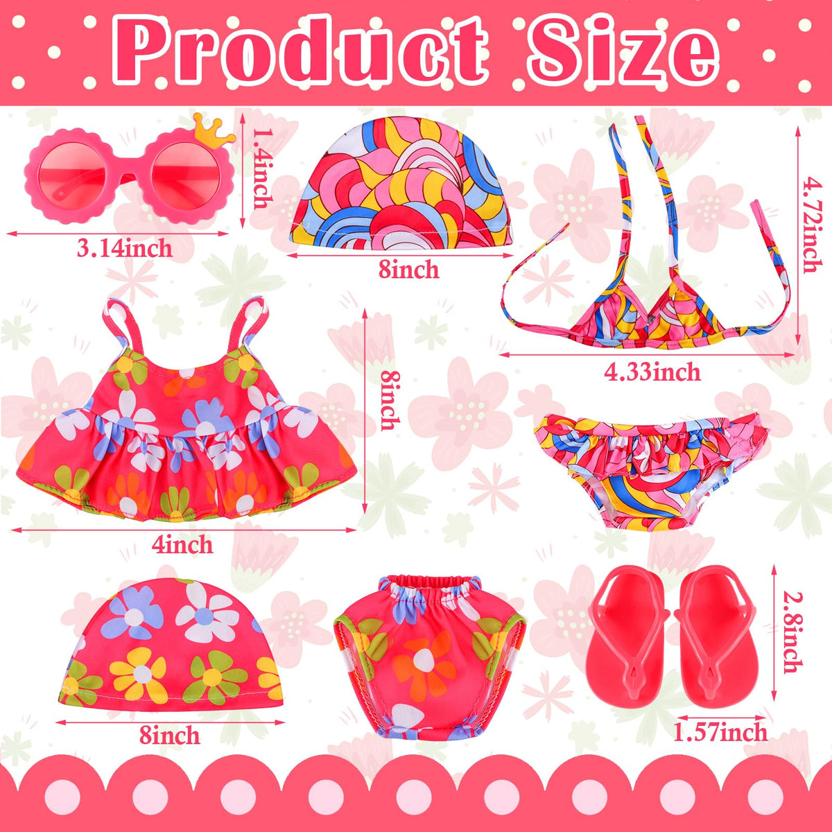 Kajaia 8-Pcs Doll Clothes Set for 18-Inch Dolls | Swimwear, Accessories & More