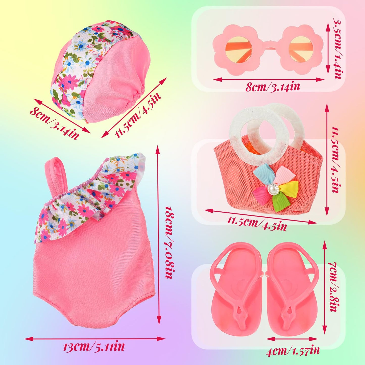 Kajaia 8-Piece Doll Clothes Set for 18-Inch Dolls – Summer Outfits & Accessories