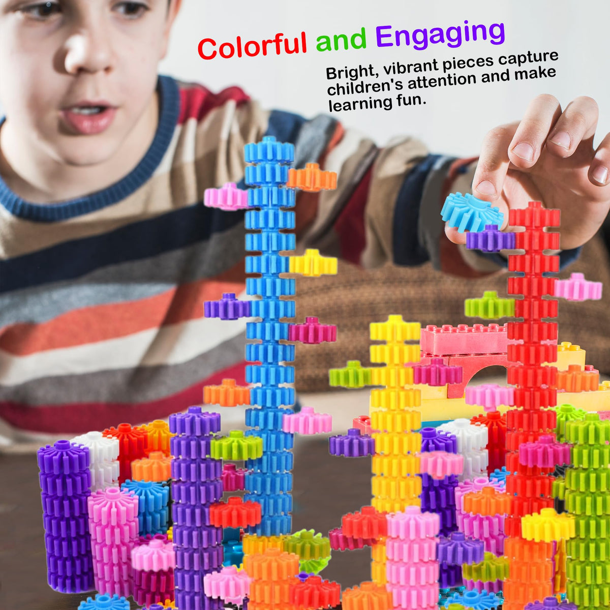 KAKATIMES STEM Building Blocks for Kids – Educational, Safe Interlocking Toys