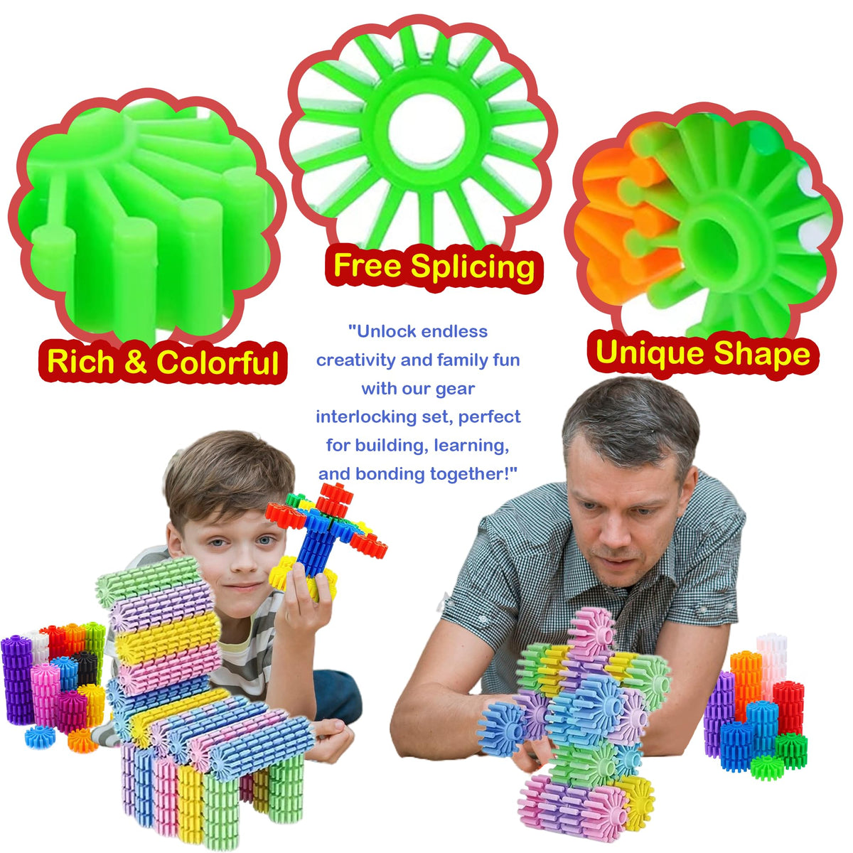 KAKATIMES STEM Building Blocks for Kids – Educational, Safe Interlocking Toys