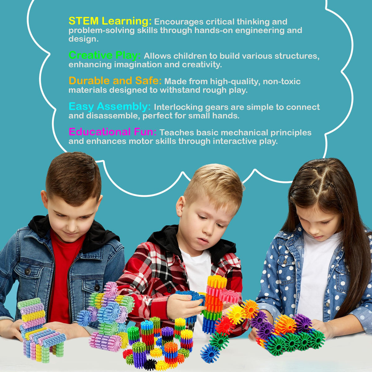 KAKATIMES STEM Building Blocks for Kids – Educational, Safe Interlocking Toys