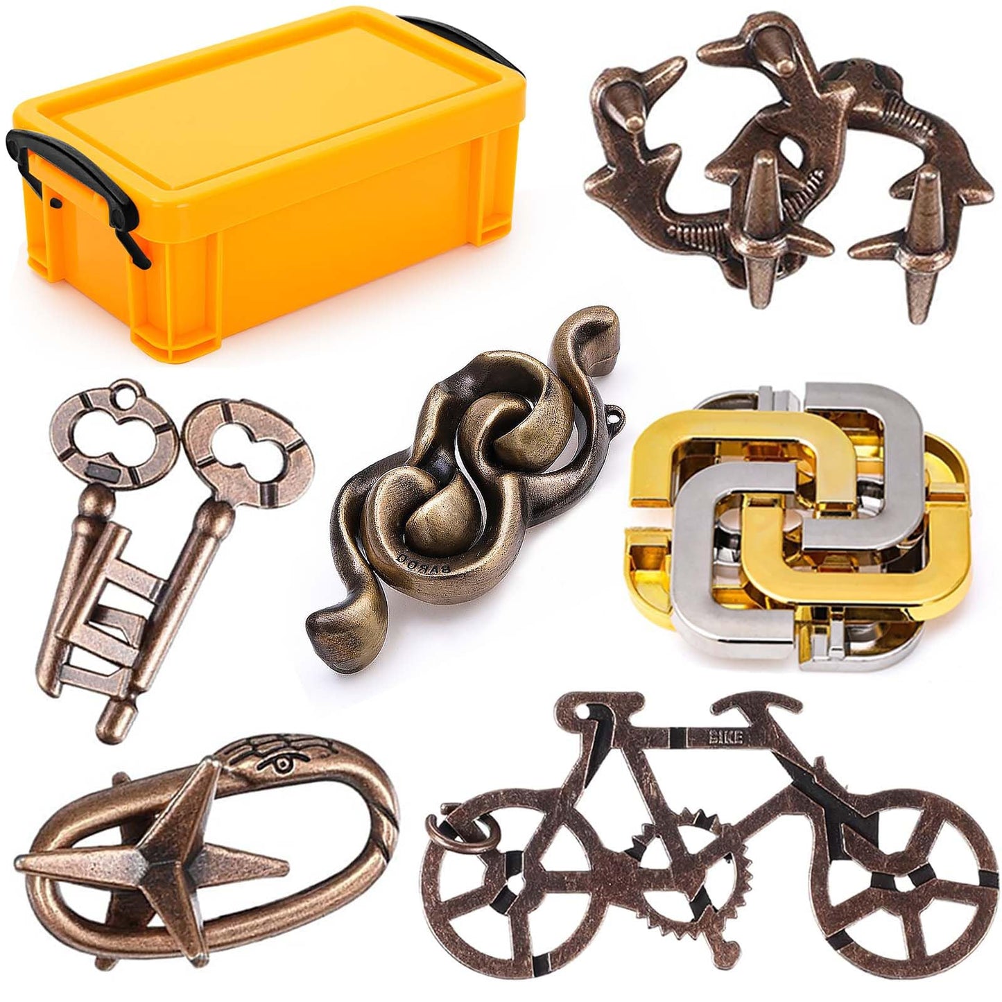 KaKeDuJa 6-Piece Metal Brain Teaser Puzzles – Logic Puzzles for Adults & Teens