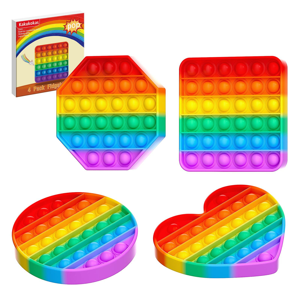 Kakukokas 12 Pack Fidget Toys – Pop It Style Sensory Push Poppers for Kids & Adults