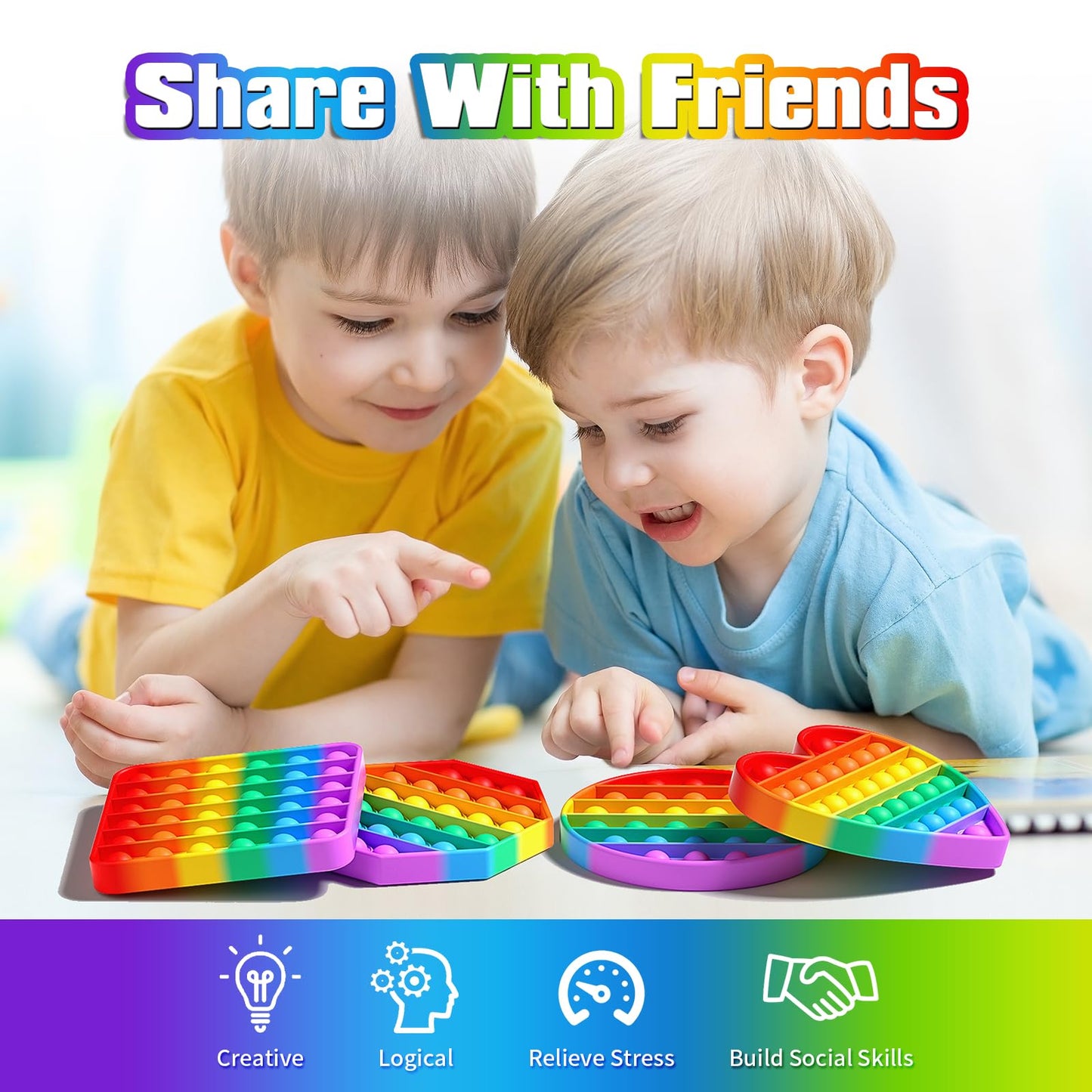 Kakukokas 12 Pack Fidget Toys – Pop It Style Sensory Push Poppers for Kids & Adults