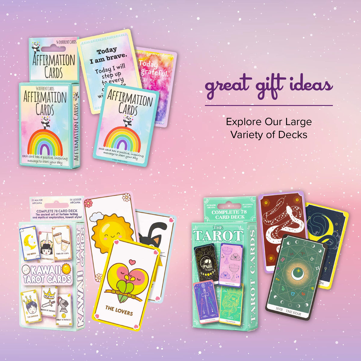 Kalan Cute Kawaii Tarot Cards for Beginners – Anime Magic Oracle Deck for Teens