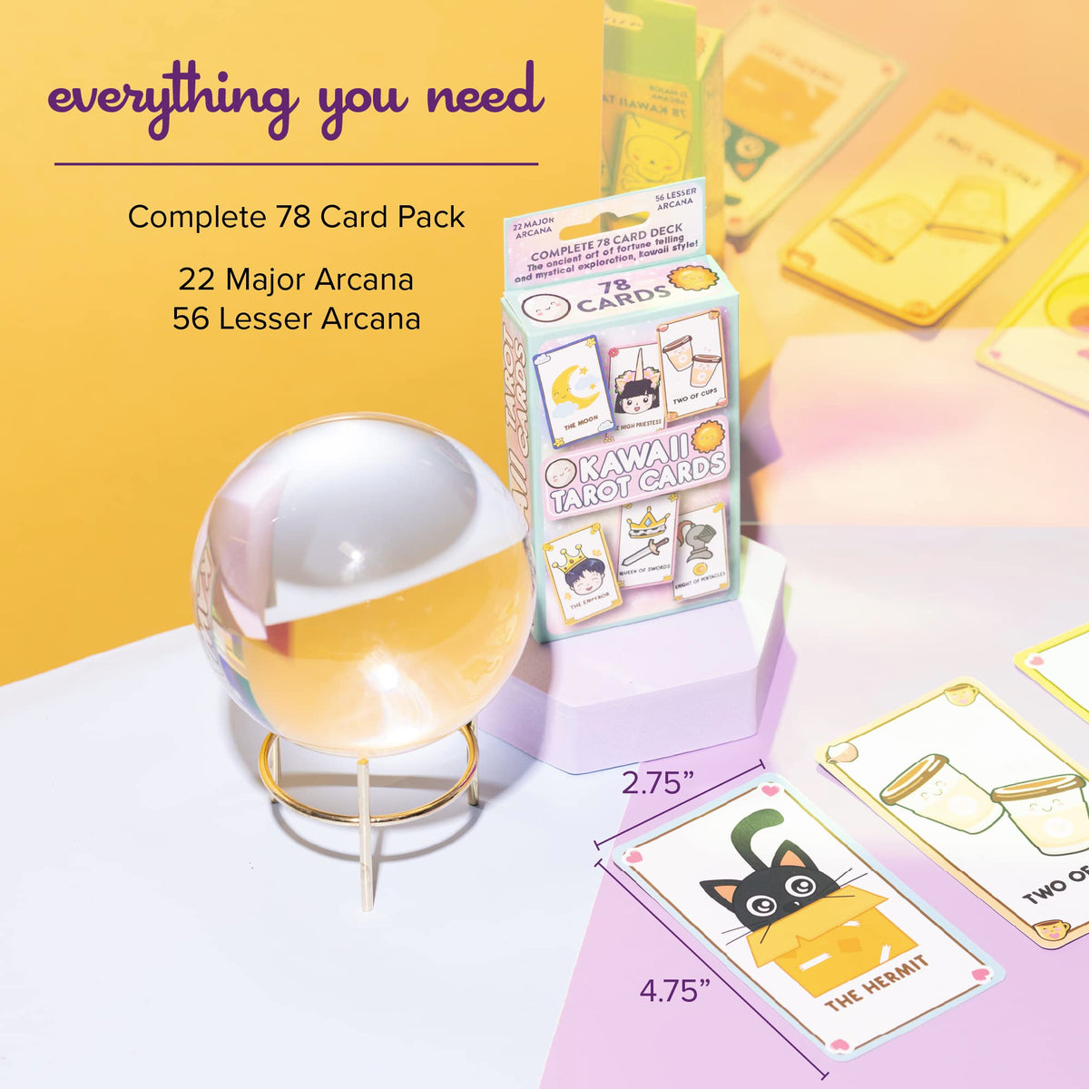 Kalan Cute Kawaii Tarot Cards for Beginners – Anime Magic Oracle Deck for Teens